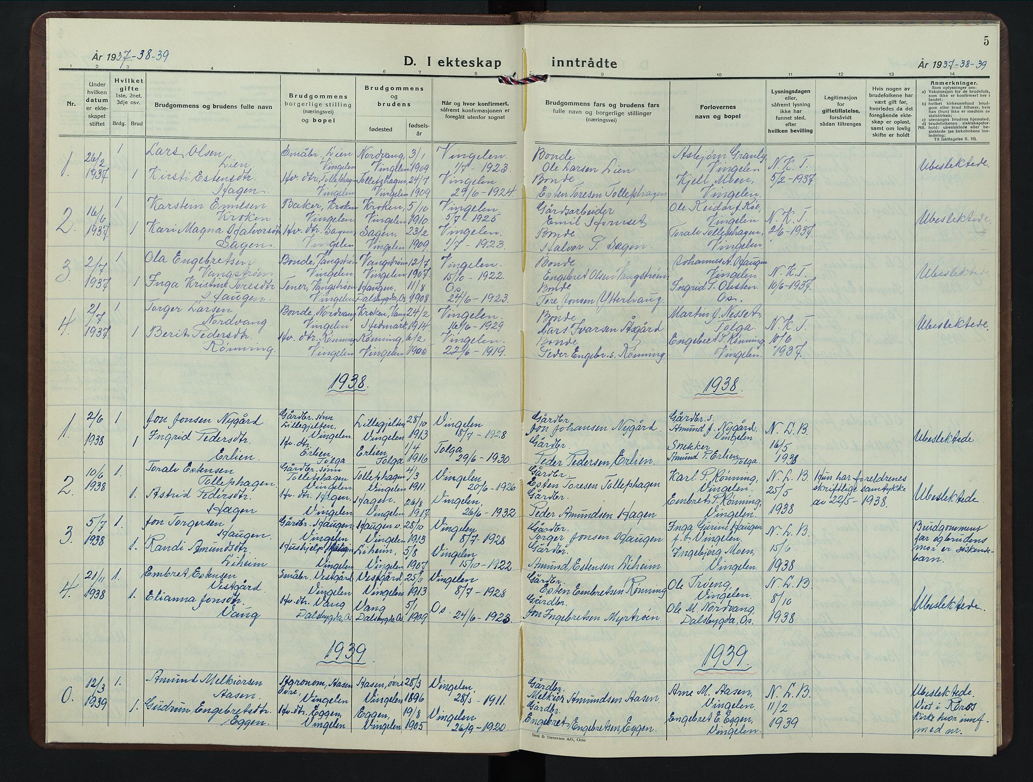 Tolga prestekontor, AV/SAH-PREST-062/L/L0018: Parish register (copy) no. 18, 1935-1946, p. 5