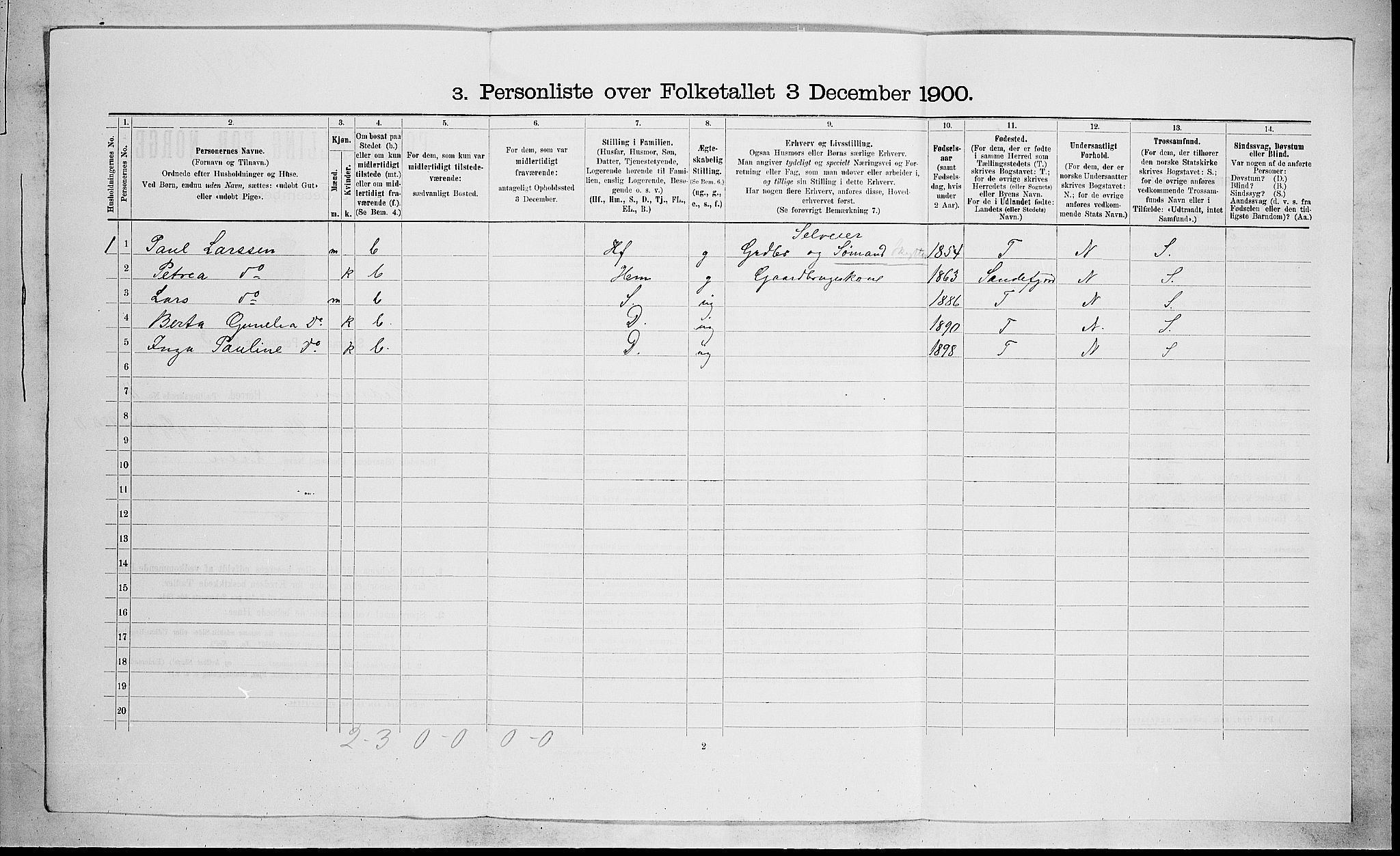 RA, 1900 census for Hedrum, 1900, p. 959