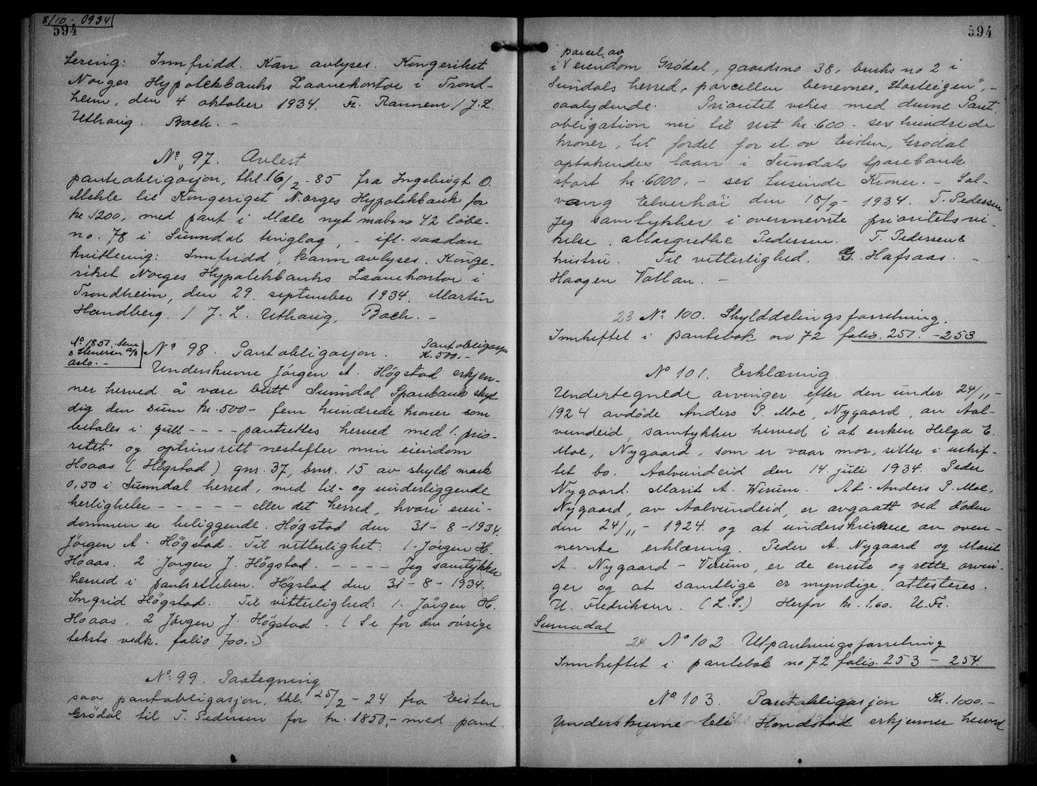 Nordmøre sorenskriveri, AV/SAT-A-4132/1/2/2Ca/L0078: Mortgage book no. 68, 1933-1934, Deed date: 08.10.1934