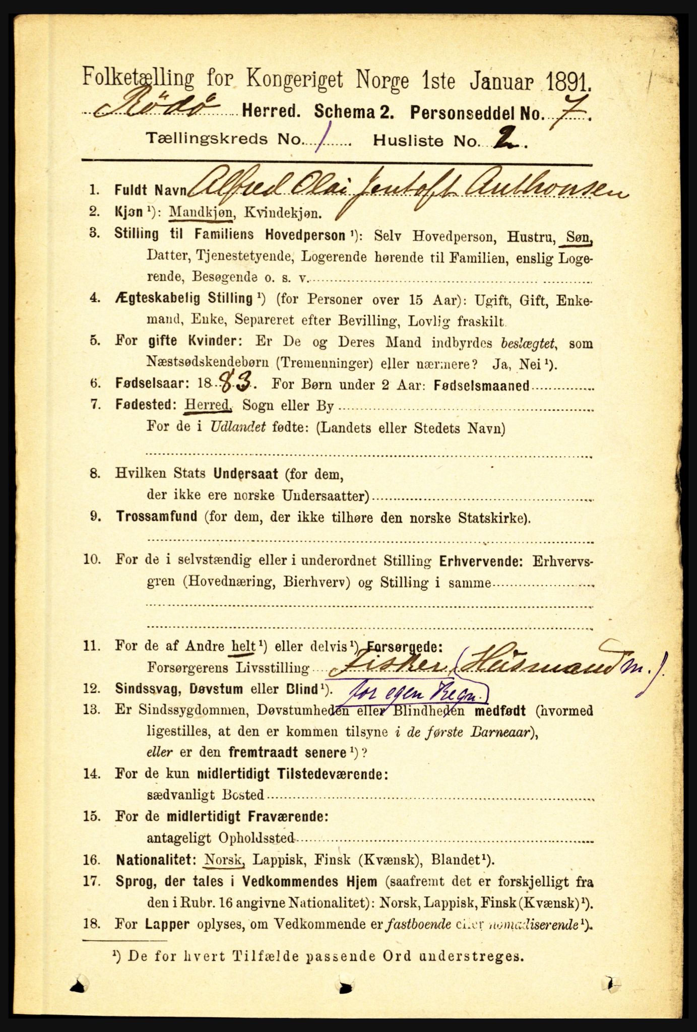 RA, 1891 census for 1836 Rødøy, 1891, p. 47