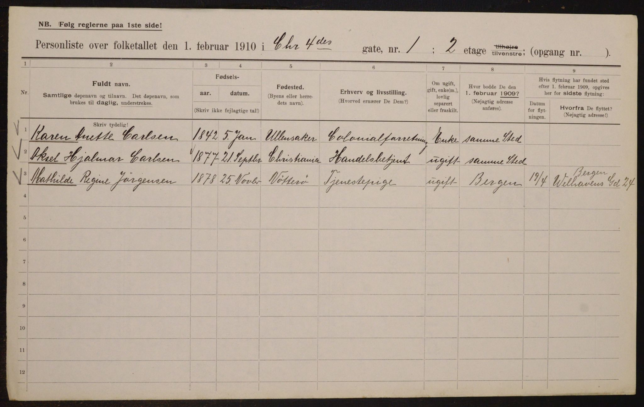 OBA, Municipal Census 1910 for Kristiania, 1910, p. 52541