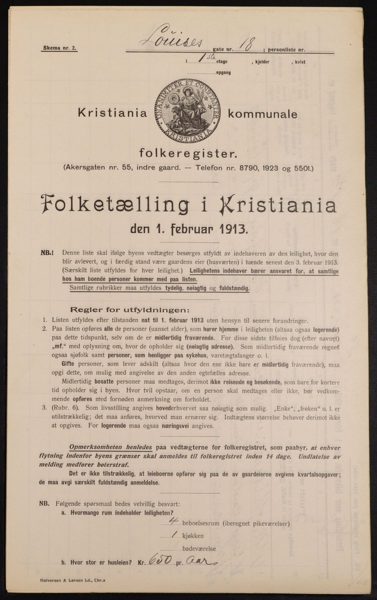 OBA, Municipal Census 1913 for Kristiania, 1913, p. 58180