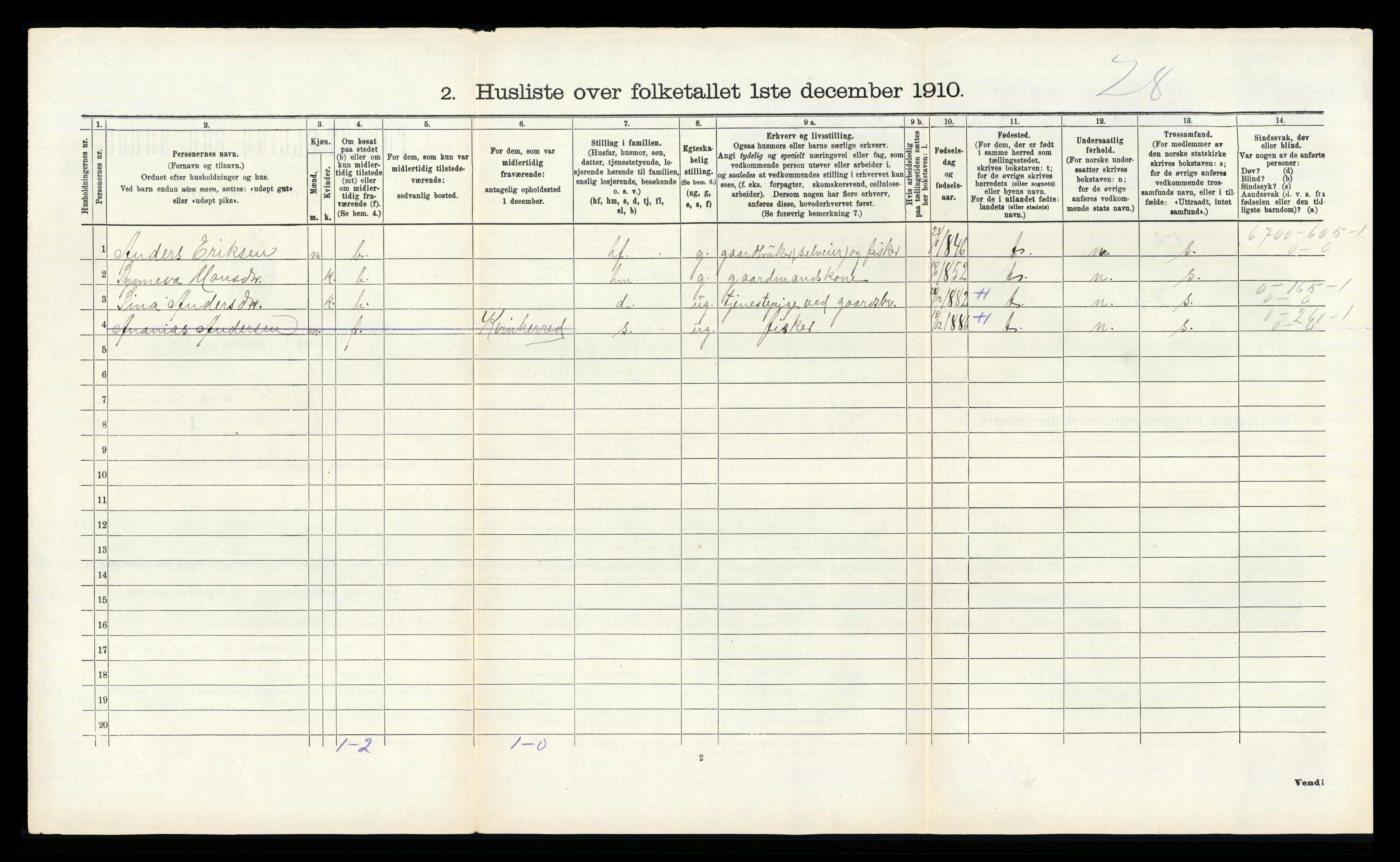 RA, 1910 census for Herdla, 1910, p. 241