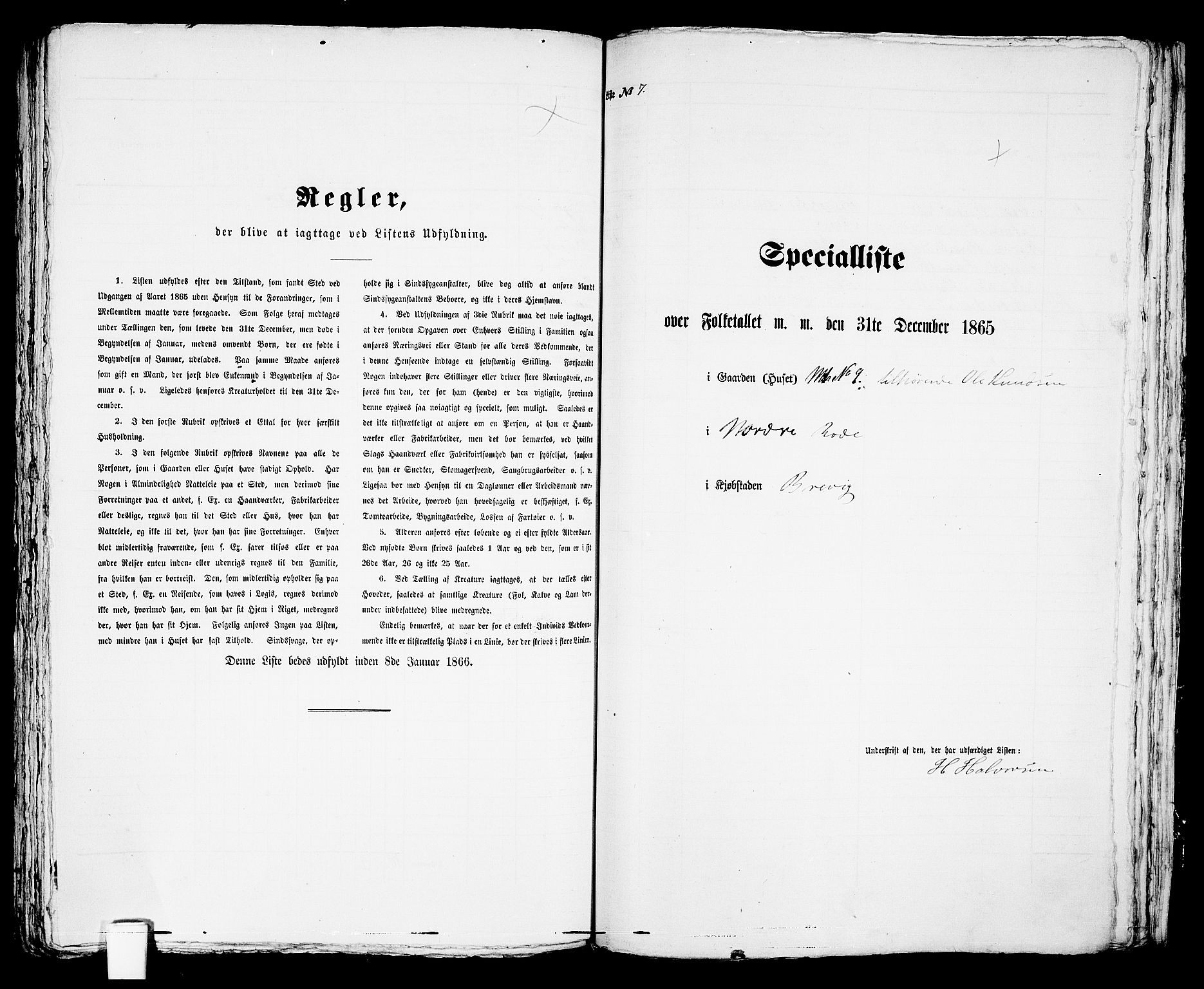 RA, 1865 census for Brevik, 1865, p. 659