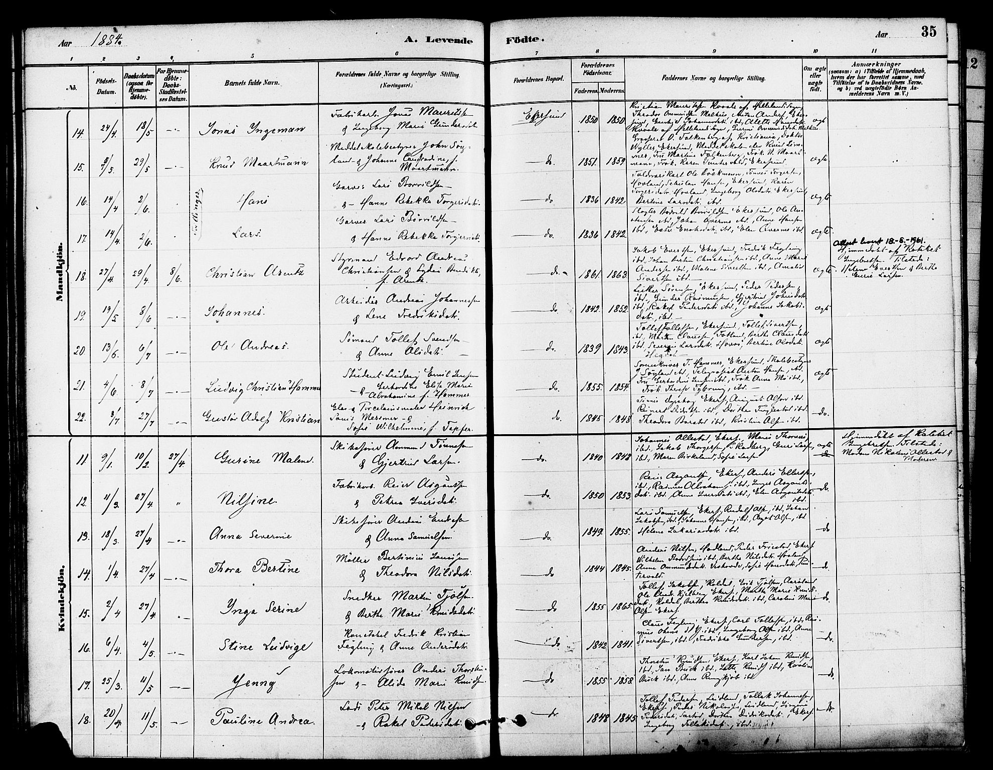 Eigersund sokneprestkontor, AV/SAST-A-101807/S08/L0015: Parish register (official) no. A 15, 1879-1892, p. 35