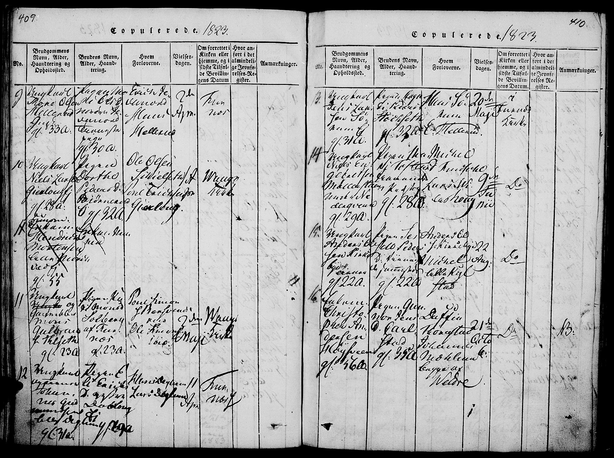 Vang prestekontor, Hedmark, AV/SAH-PREST-008/H/Ha/Haa/L0008: Parish register (official) no. 8, 1815-1826, p. 409-410