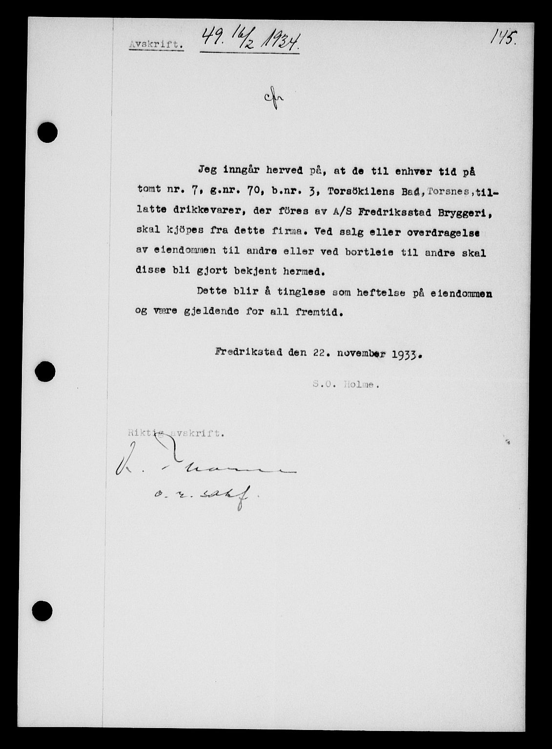 Tune sorenskriveri, AV/SAO-A-10470/G/Gb/Gbb/L0004: Mortgage book no. II 20-24, 1933-1935, Deed date: 16.02.1934