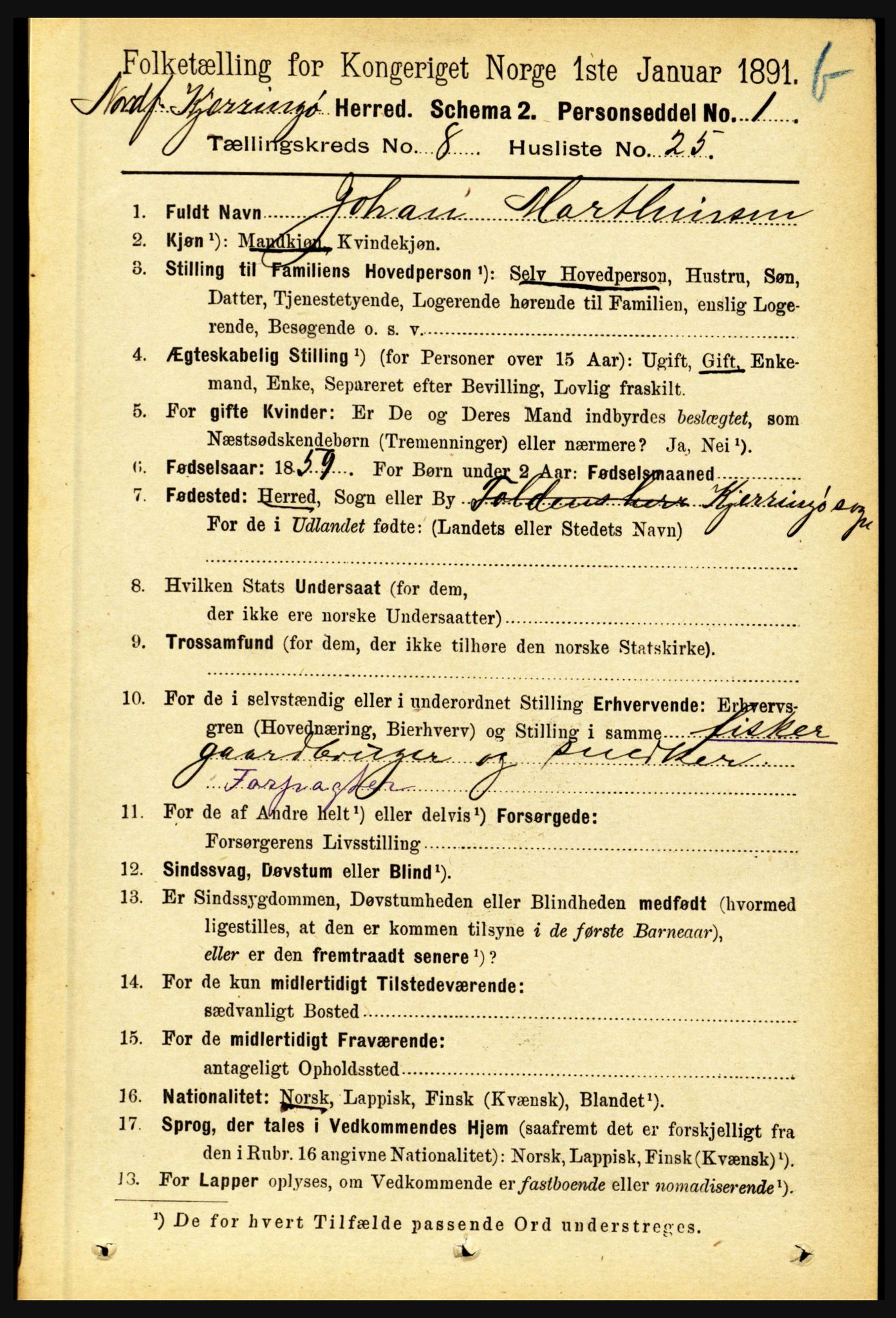 RA, 1891 census for 1846 Nordfold-Kjerringøy, 1891, p. 2108