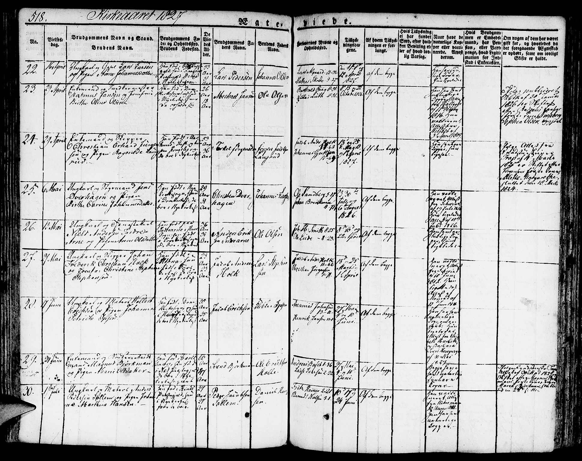 Nykirken Sokneprestembete, SAB/A-77101/H/Hab: Parish register (copy) no. A 5II, 1821-1843, p. 518