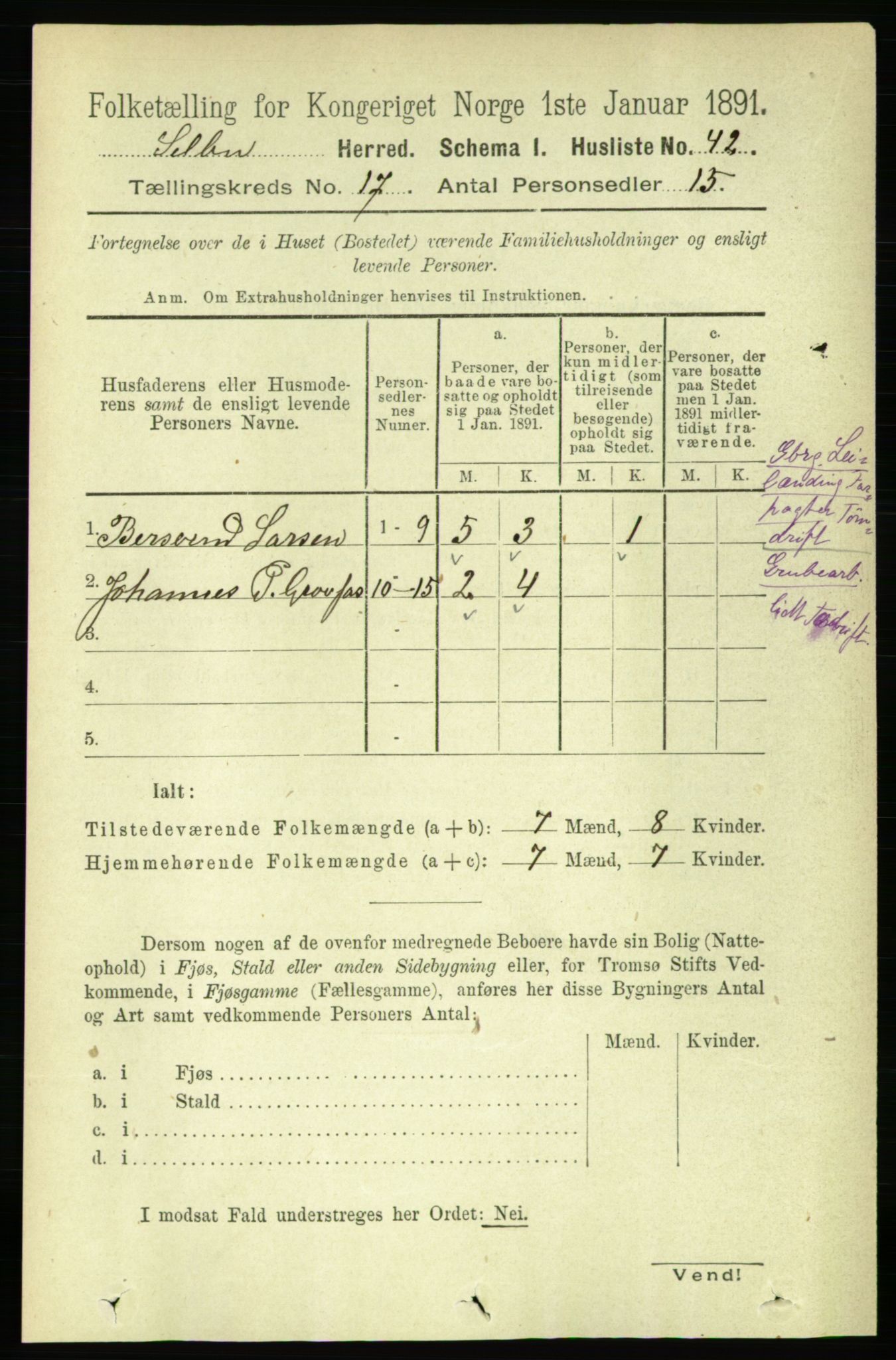 RA, 1891 census for 1664 Selbu, 1891, p. 6044