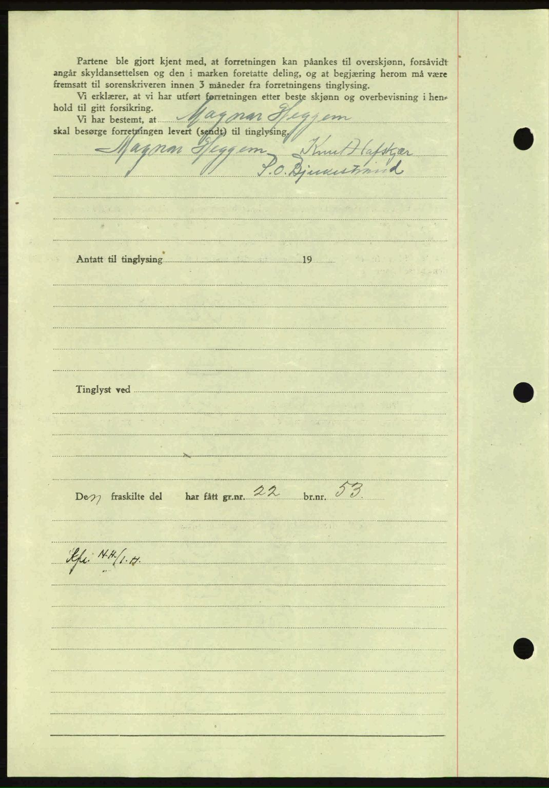 Nordmøre sorenskriveri, SAT/A-4132/1/2/2Ca: Mortgage book no. A96, 1943-1944, Diary no: : 2599/1943