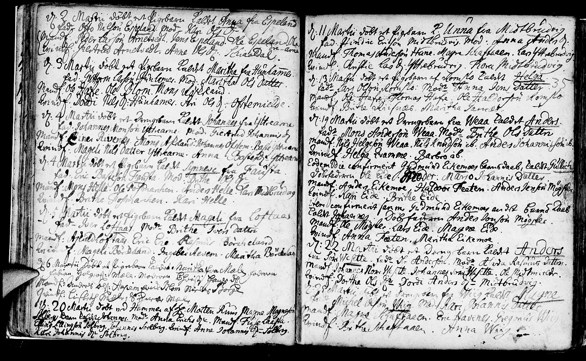 Haus sokneprestembete, AV/SAB-A-75601/H/Haa: Parish register (official) no. A 5, 1733-1747, p. 35