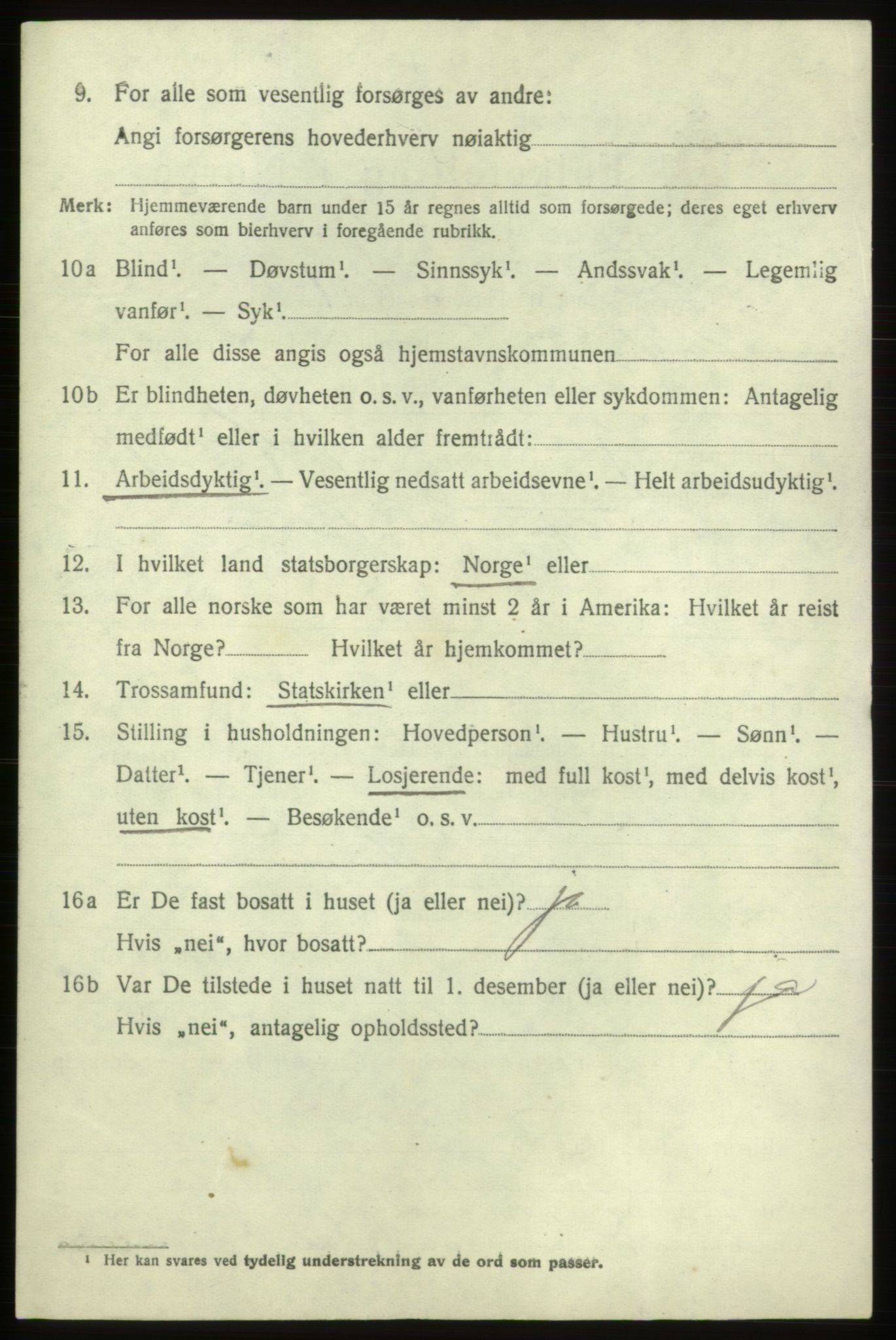 SAB, 1920 census for Tysnes, 1920, p. 4363