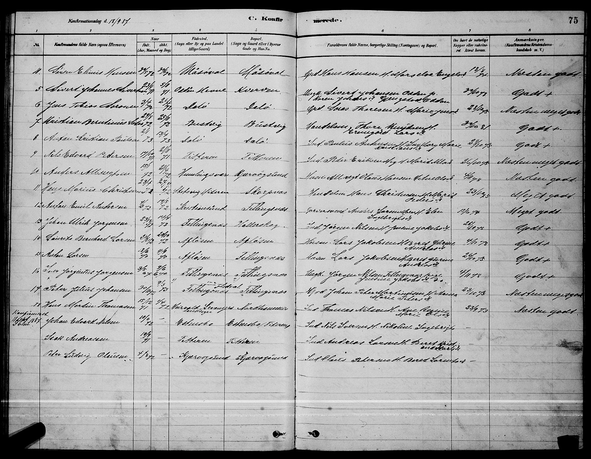 Ministerialprotokoller, klokkerbøker og fødselsregistre - Sør-Trøndelag, AV/SAT-A-1456/641/L0597: Parish register (copy) no. 641C01, 1878-1893, p. 75