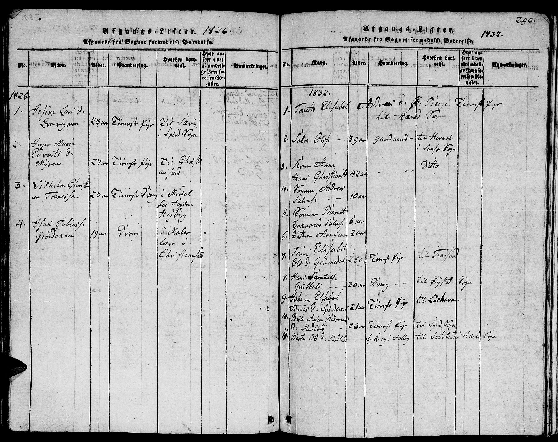 Lyngdal sokneprestkontor, AV/SAK-1111-0029/F/Fb/Fbc/L0001: Parish register (copy) no. B 1, 1815-1844, p. 290