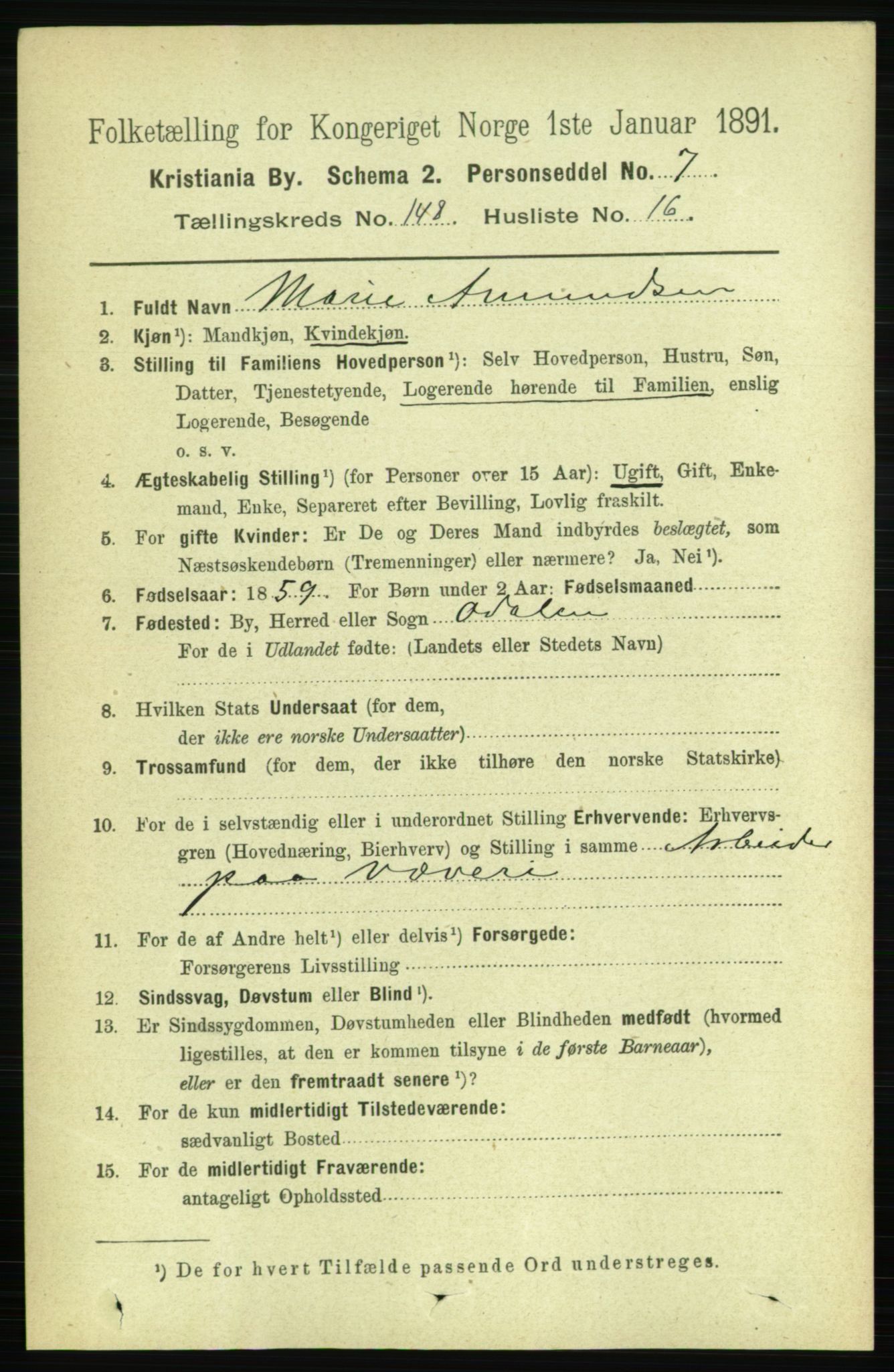 RA, 1891 census for 0301 Kristiania, 1891, p. 82475