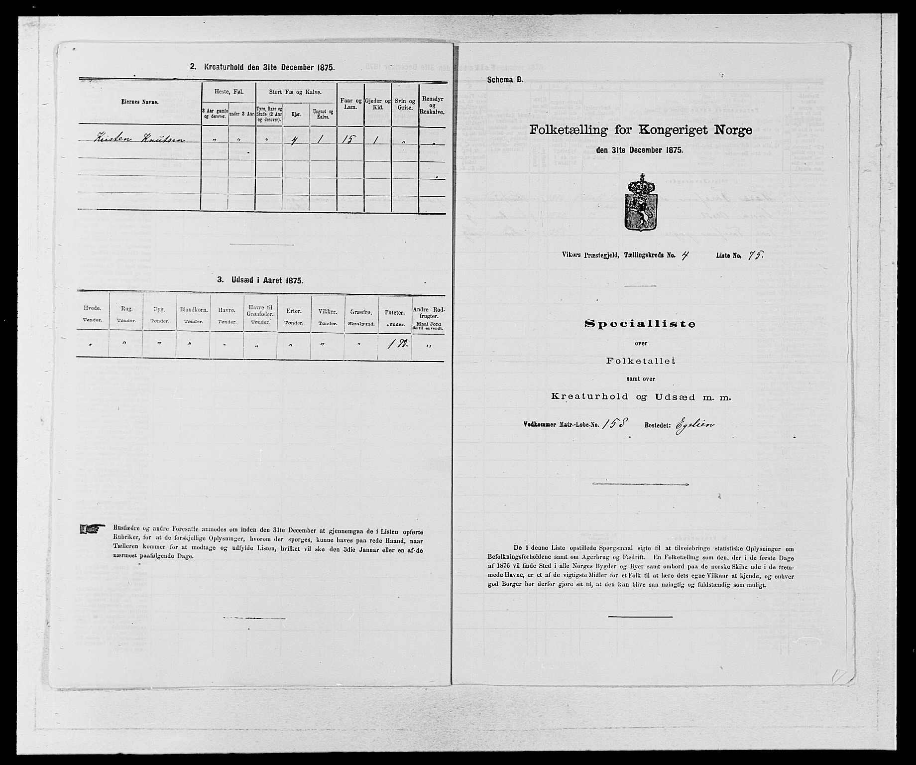 SAB, 1875 census for 1238P Vikør, 1875, p. 672