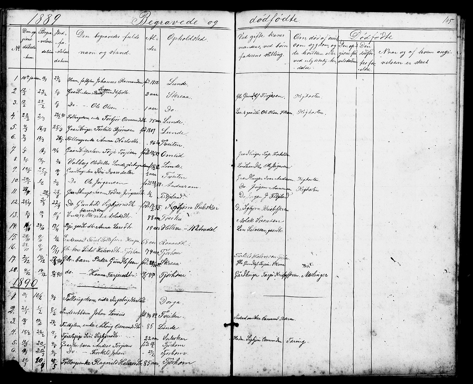 Sirdal sokneprestkontor, AV/SAK-1111-0036/F/Fb/Fba/L0001: Parish register (copy) no. B 1, 1872-1905, p. 105