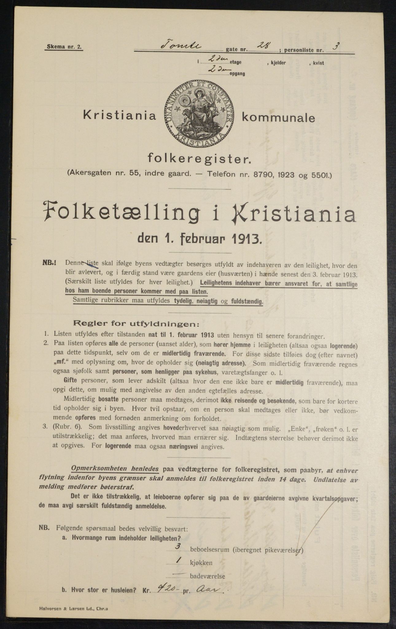 OBA, Municipal Census 1913 for Kristiania, 1913, p. 113700