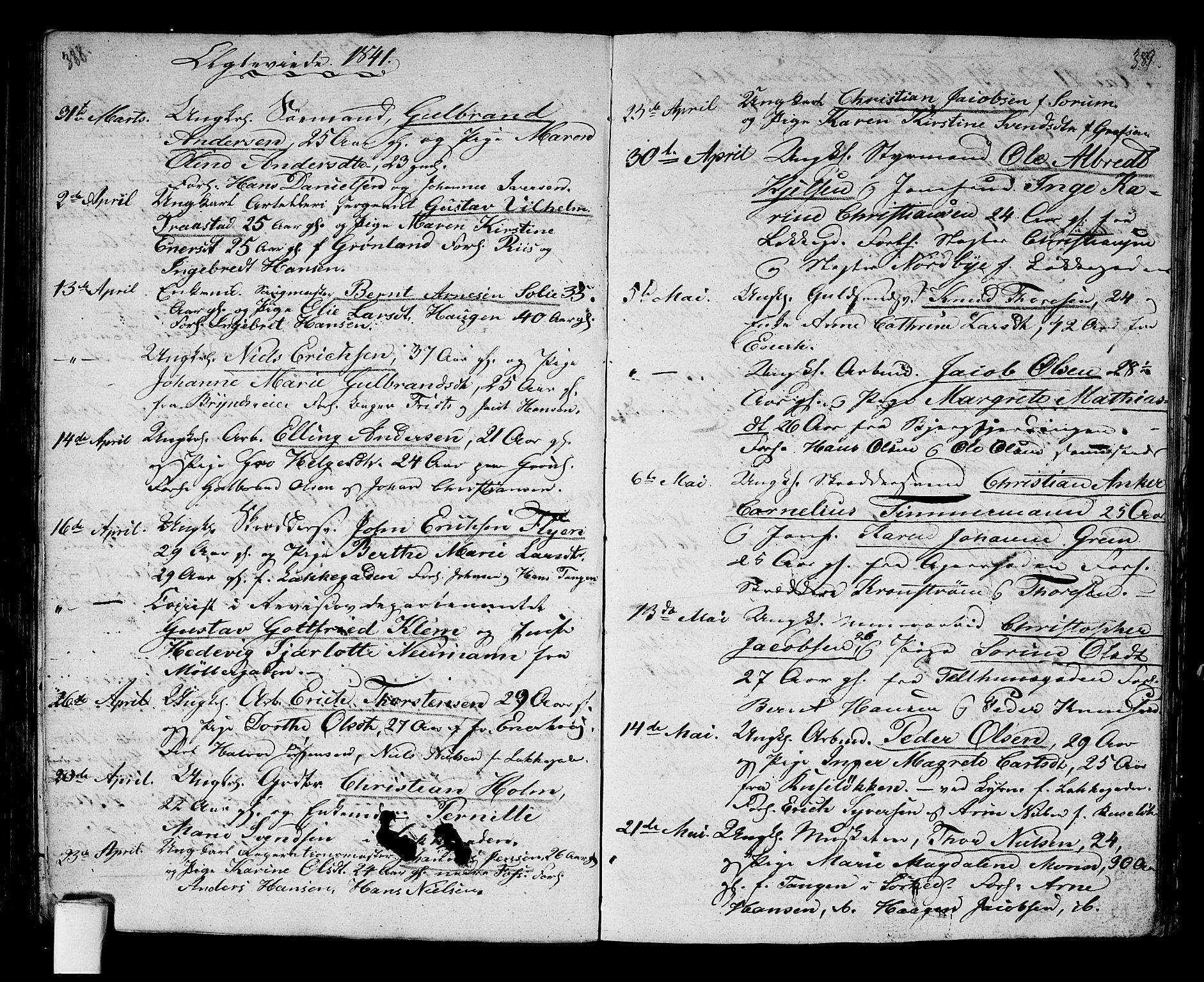 Aker prestekontor kirkebøker, AV/SAO-A-10861/G/L0007: Parish register (copy) no. 7, 1838-1846, p. 388-389