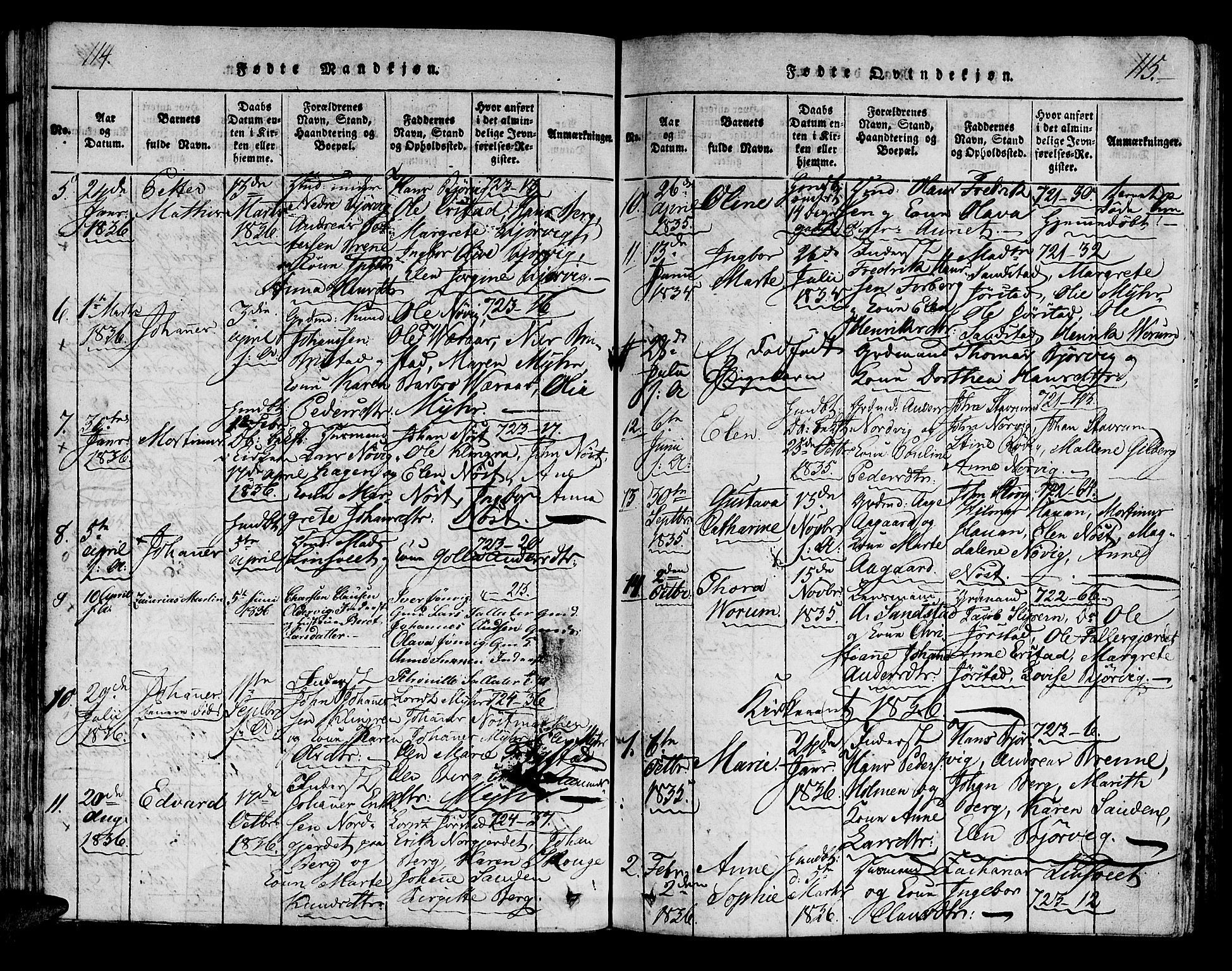 Ministerialprotokoller, klokkerbøker og fødselsregistre - Nord-Trøndelag, AV/SAT-A-1458/722/L0217: Parish register (official) no. 722A04, 1817-1842, p. 114-115