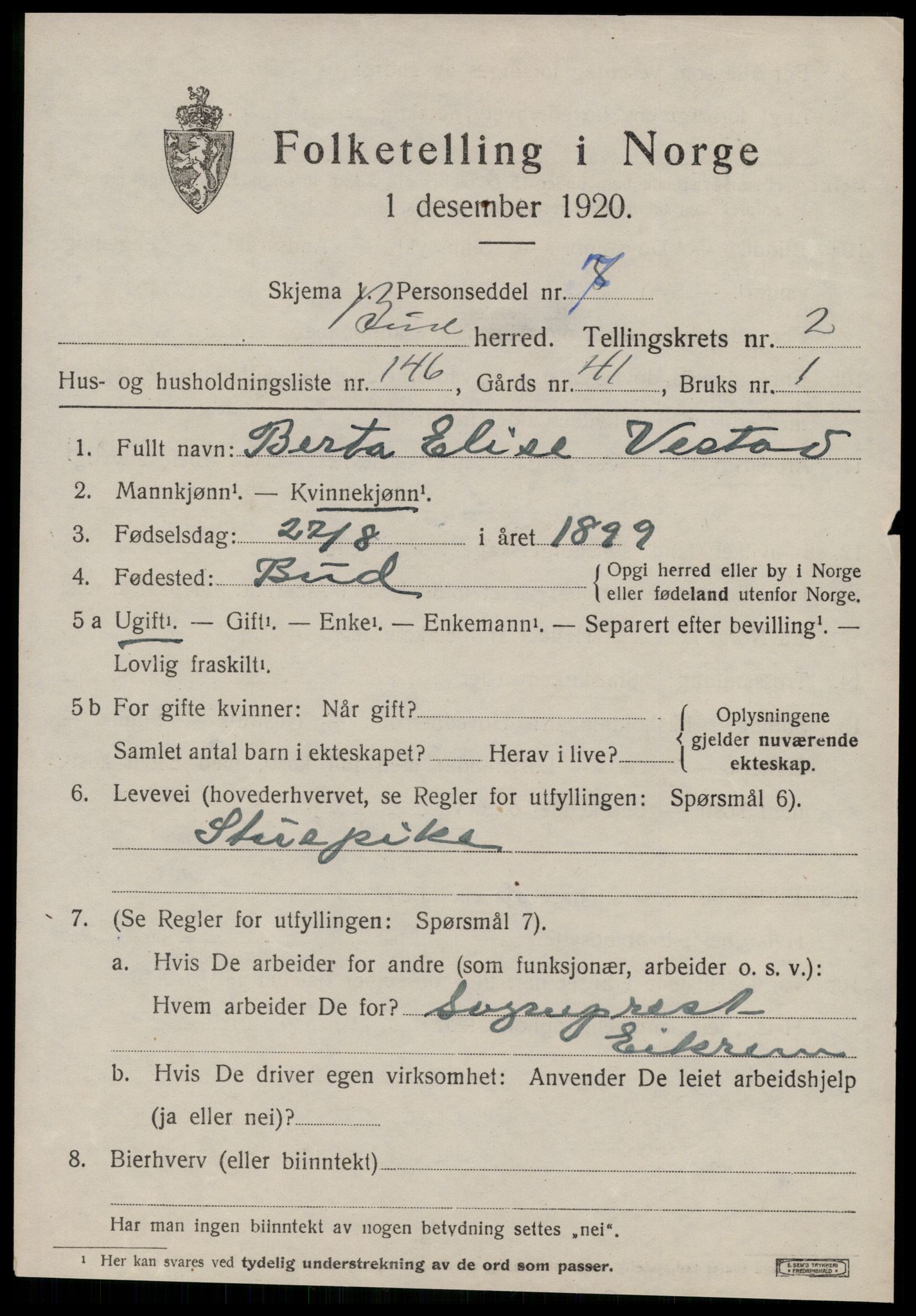 SAT, 1920 census for Bud, 1920, p. 2711