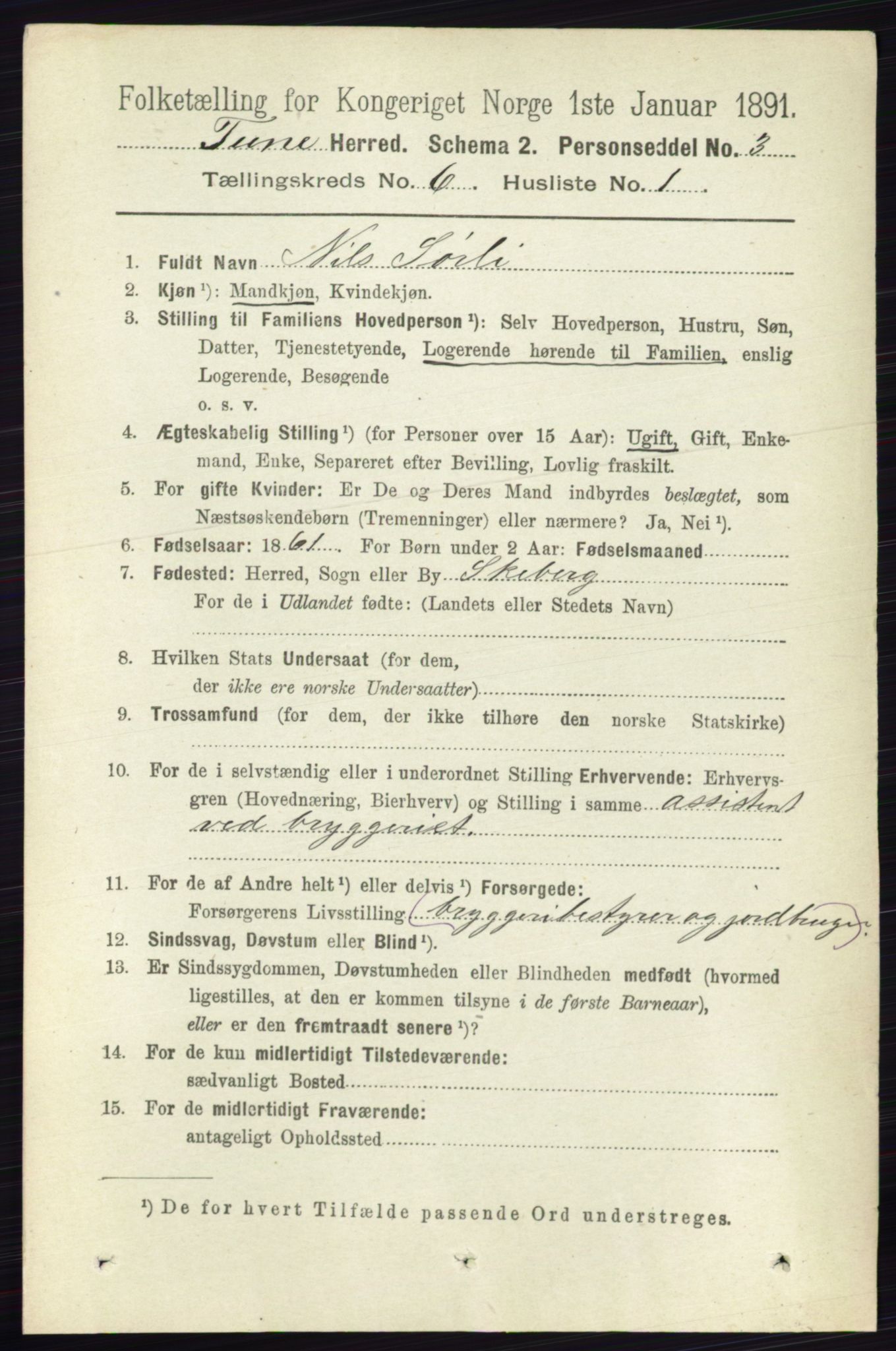 RA, 1891 census for 0130 Tune, 1891, p. 4098