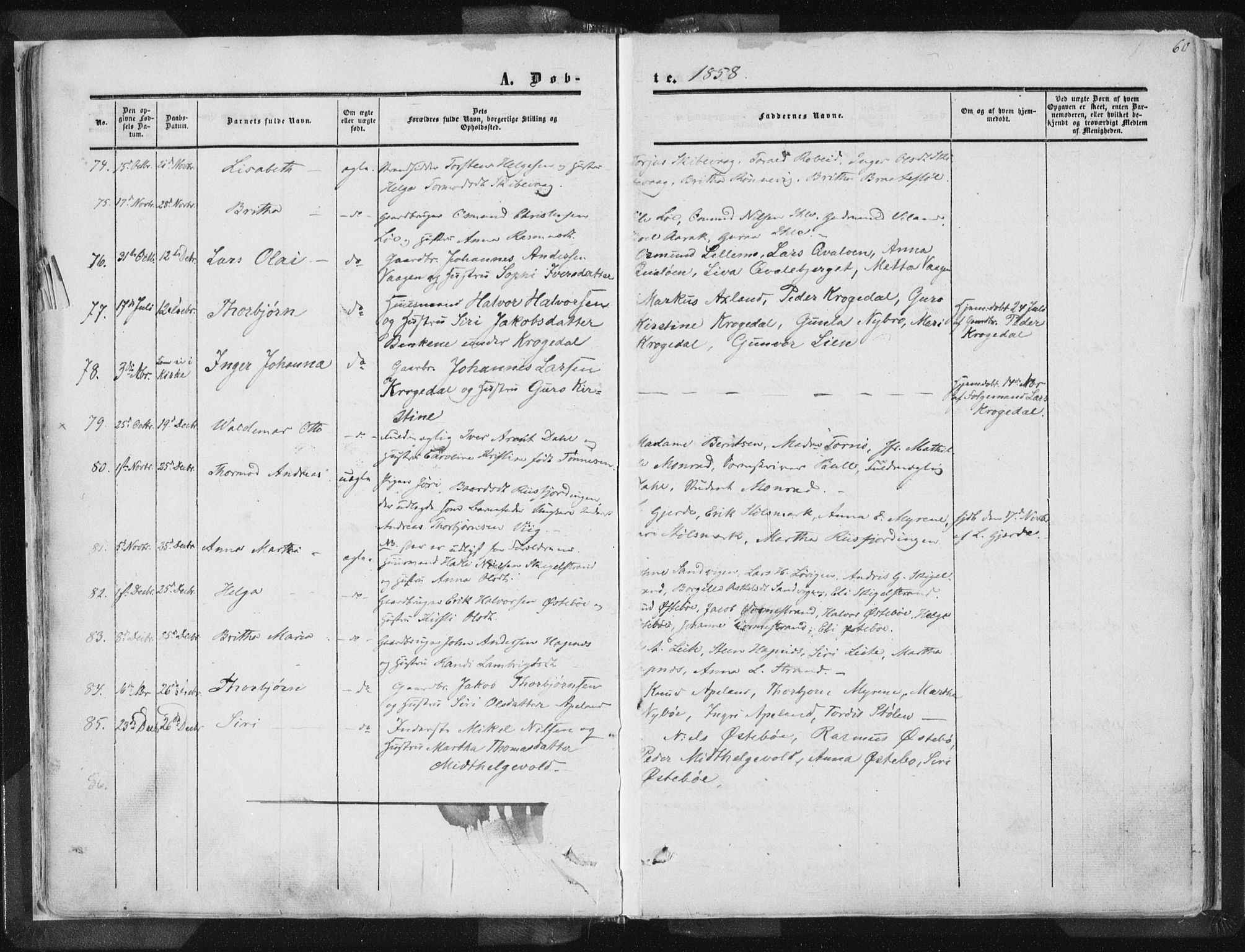 Vikedal sokneprestkontor, AV/SAST-A-101840/01/IV: Parish register (official) no. A 6.1, 1851-1867, p. 60