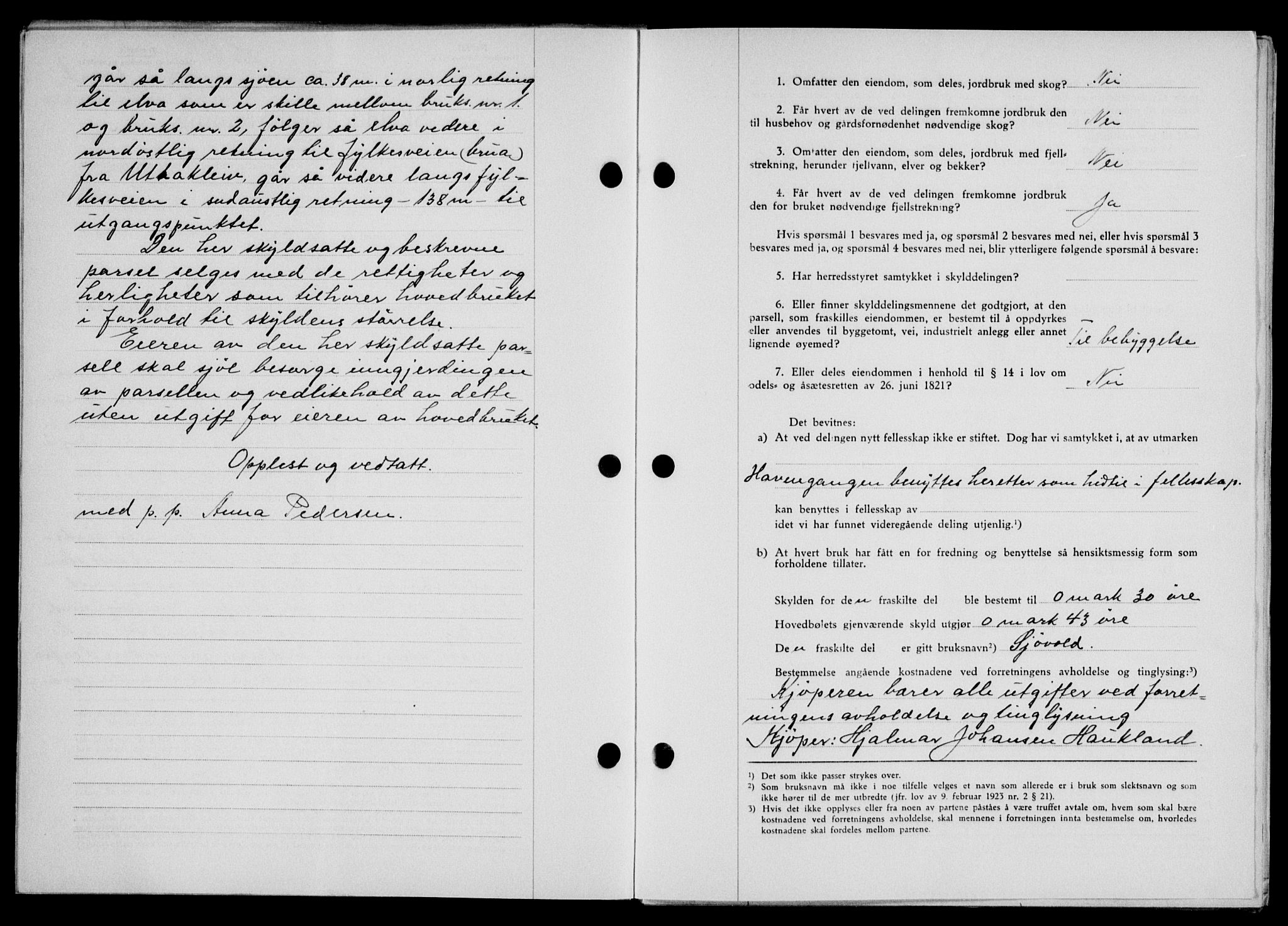 Lofoten sorenskriveri, SAT/A-0017/1/2/2C/L0010a: Mortgage book no. 10a, 1942-1943, Diary no: : 1335/1942