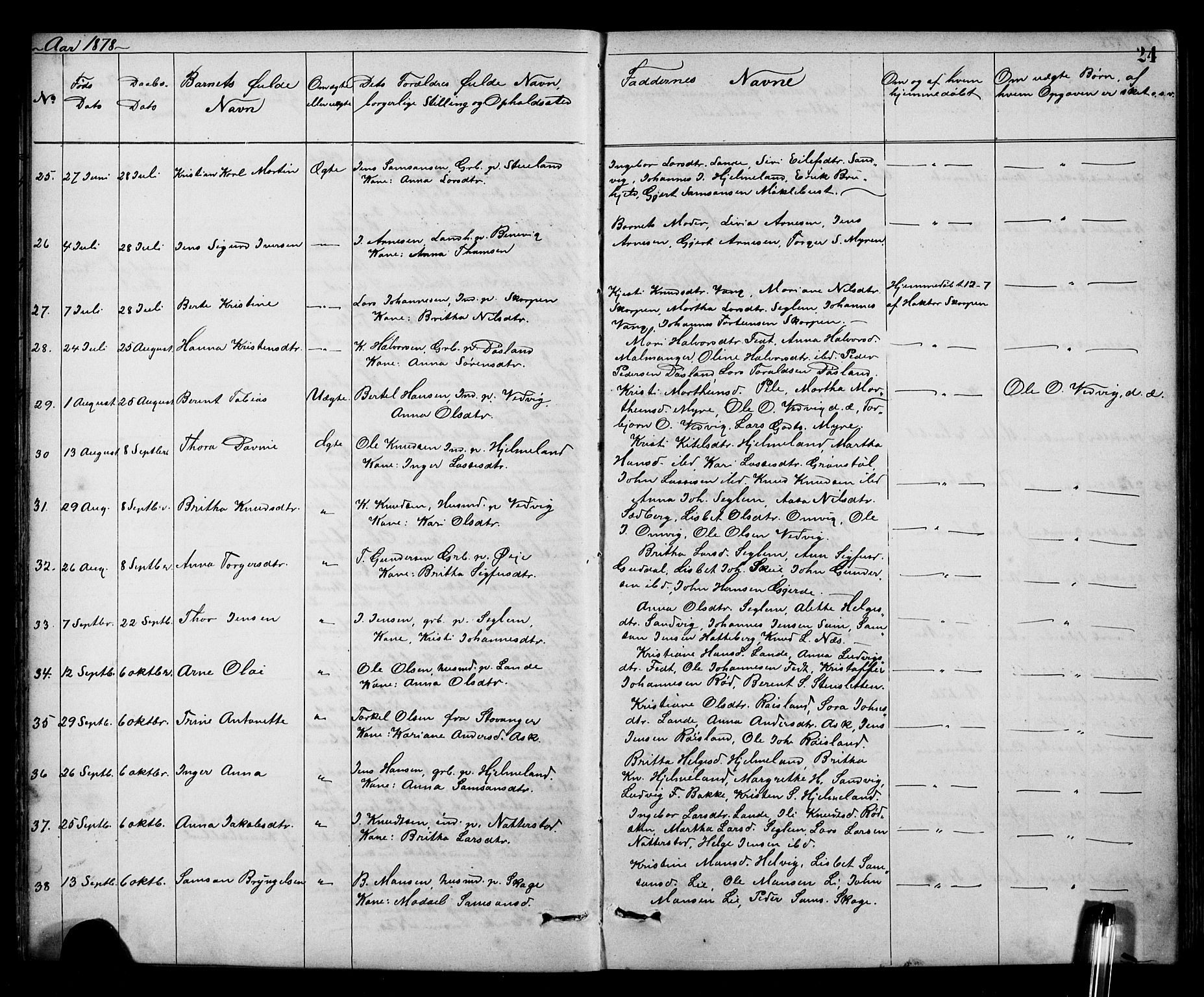 Kvinnherad sokneprestembete, AV/SAB-A-76401/H/Hab: Parish register (copy) no. A 2, 1873-1900, p. 24