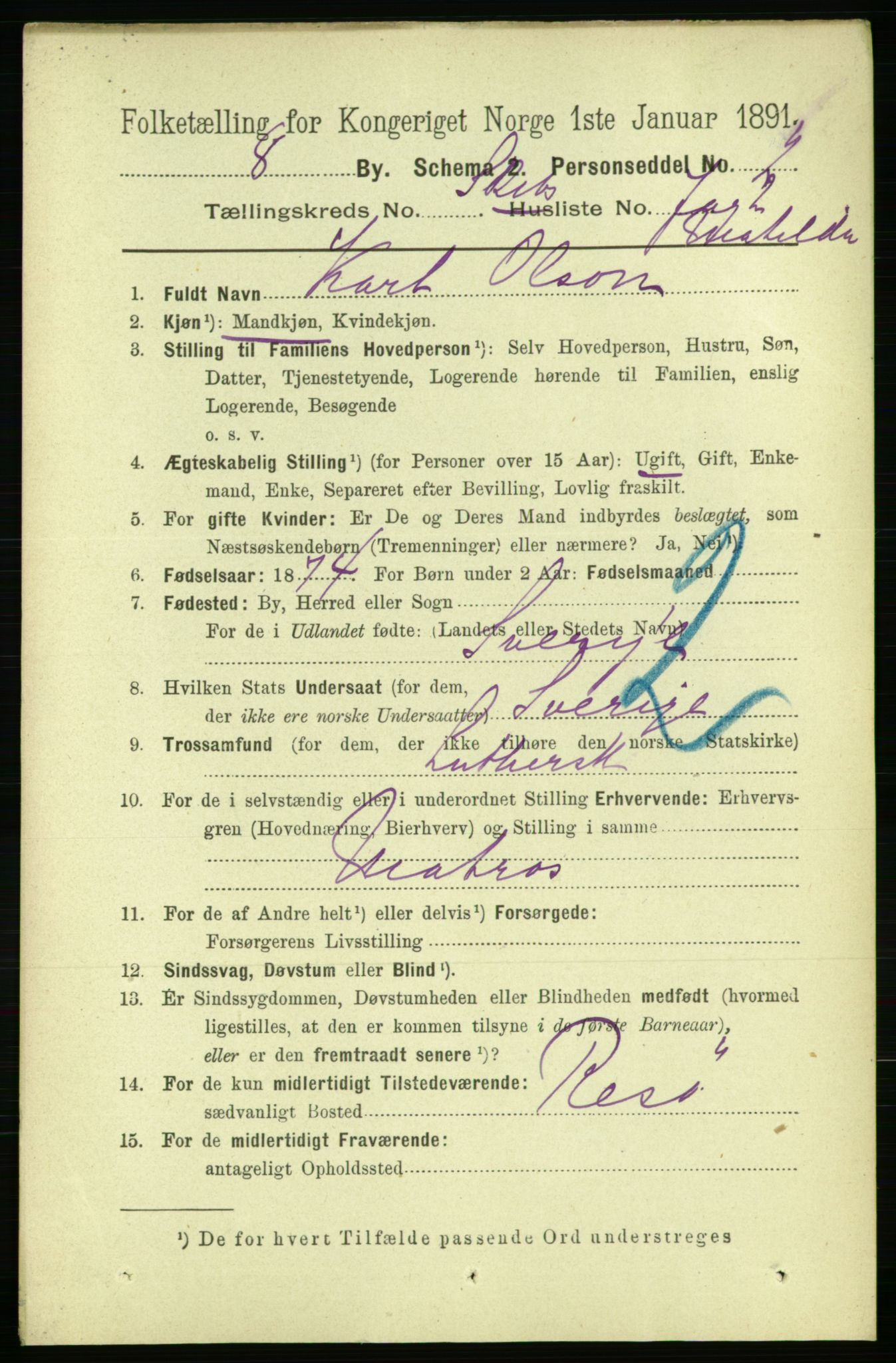 RA, 1891 census for 0203 Drøbak, 1891, p. 2919