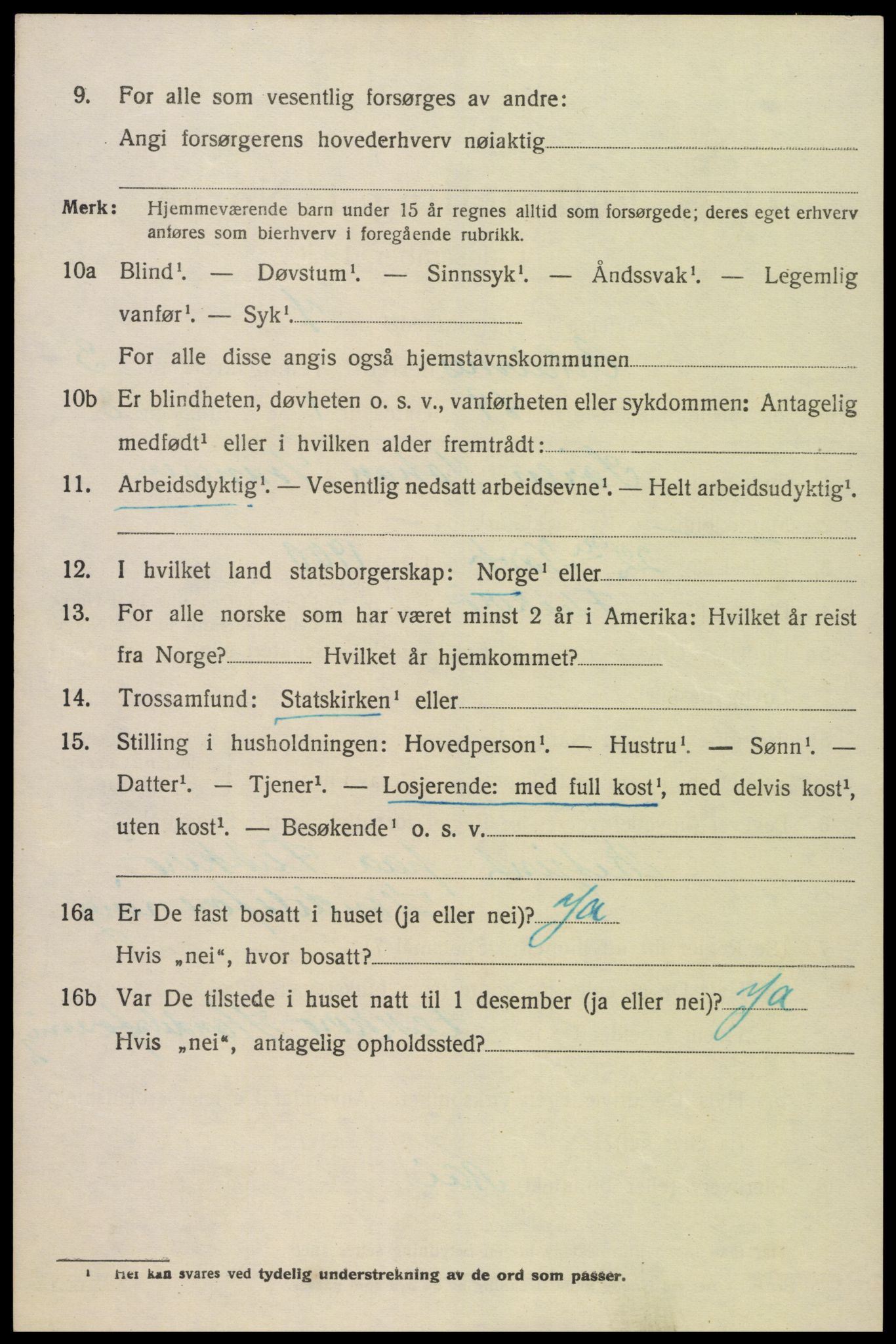 SAK, 1920 census for Oddernes, 1920, p. 3892