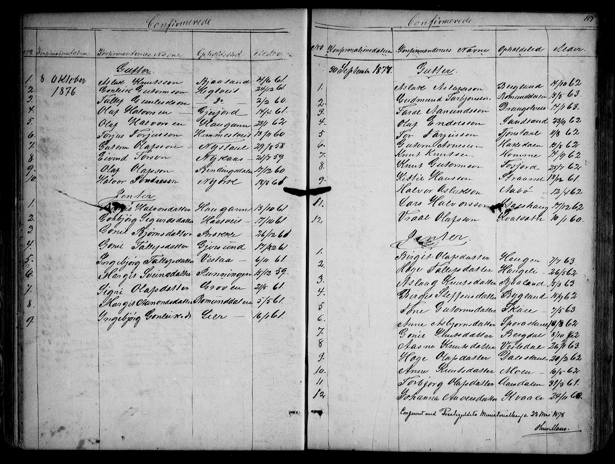 Kviteseid kirkebøker, SAKO/A-276/G/Gb/L0002: Parish register (copy) no. II 2, 1850-1892, p. 105