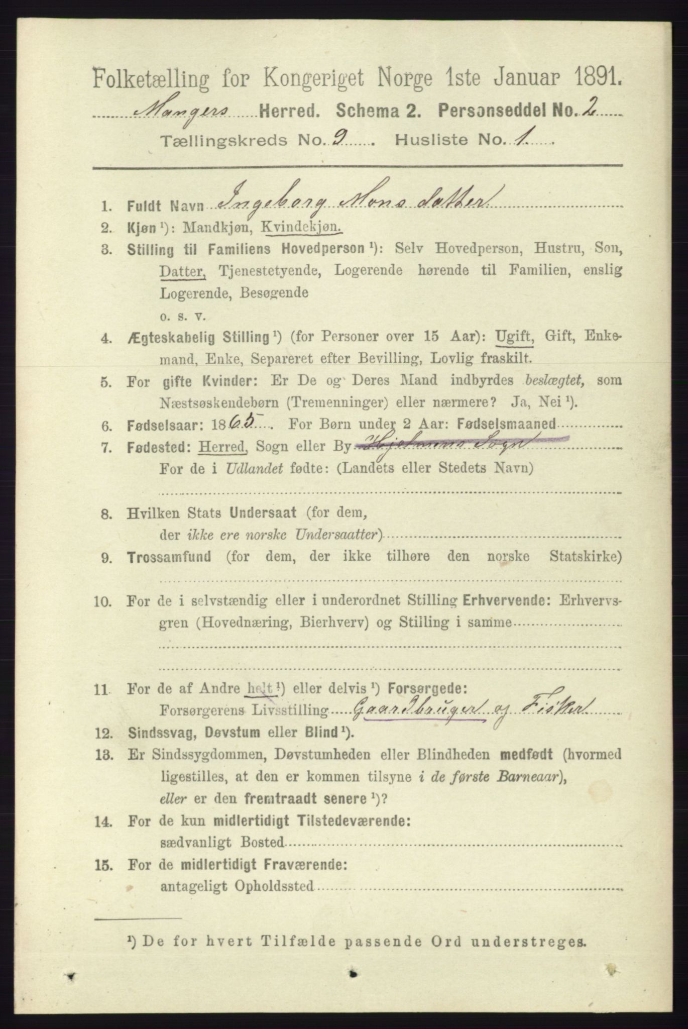 RA, 1891 census for 1261 Manger, 1891, p. 5701