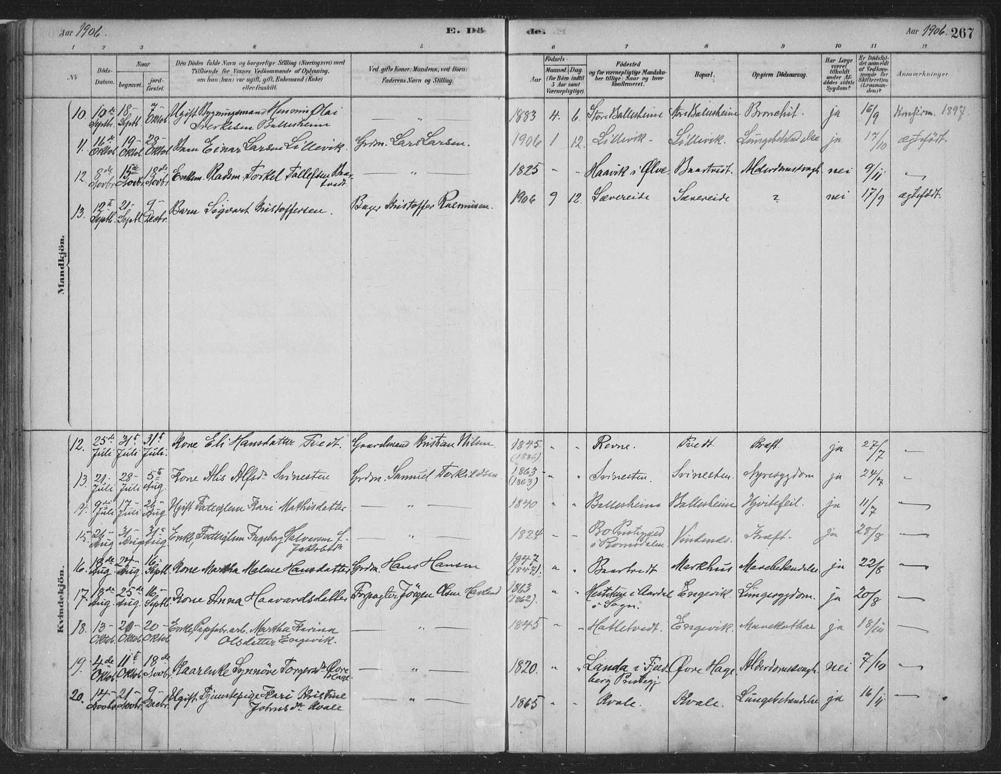 Fusa sokneprestembete, SAB/A-75401/H/Haa: Parish register (official) no. D 1, 1880-1938, p. 267