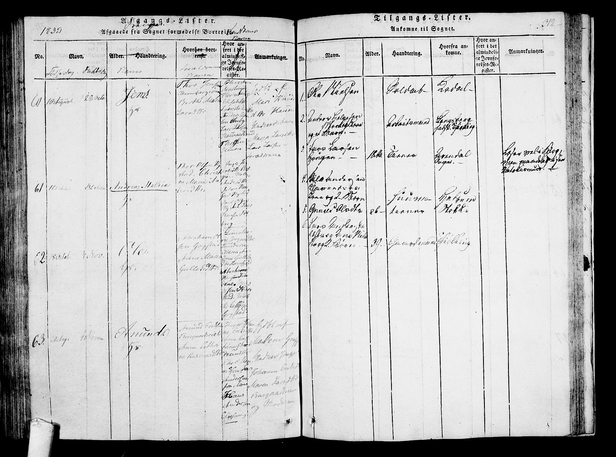 Sandar kirkebøker, SAKO/A-243/F/Fa/L0004: Parish register (official) no. 4, 1814-1832, p. 312
