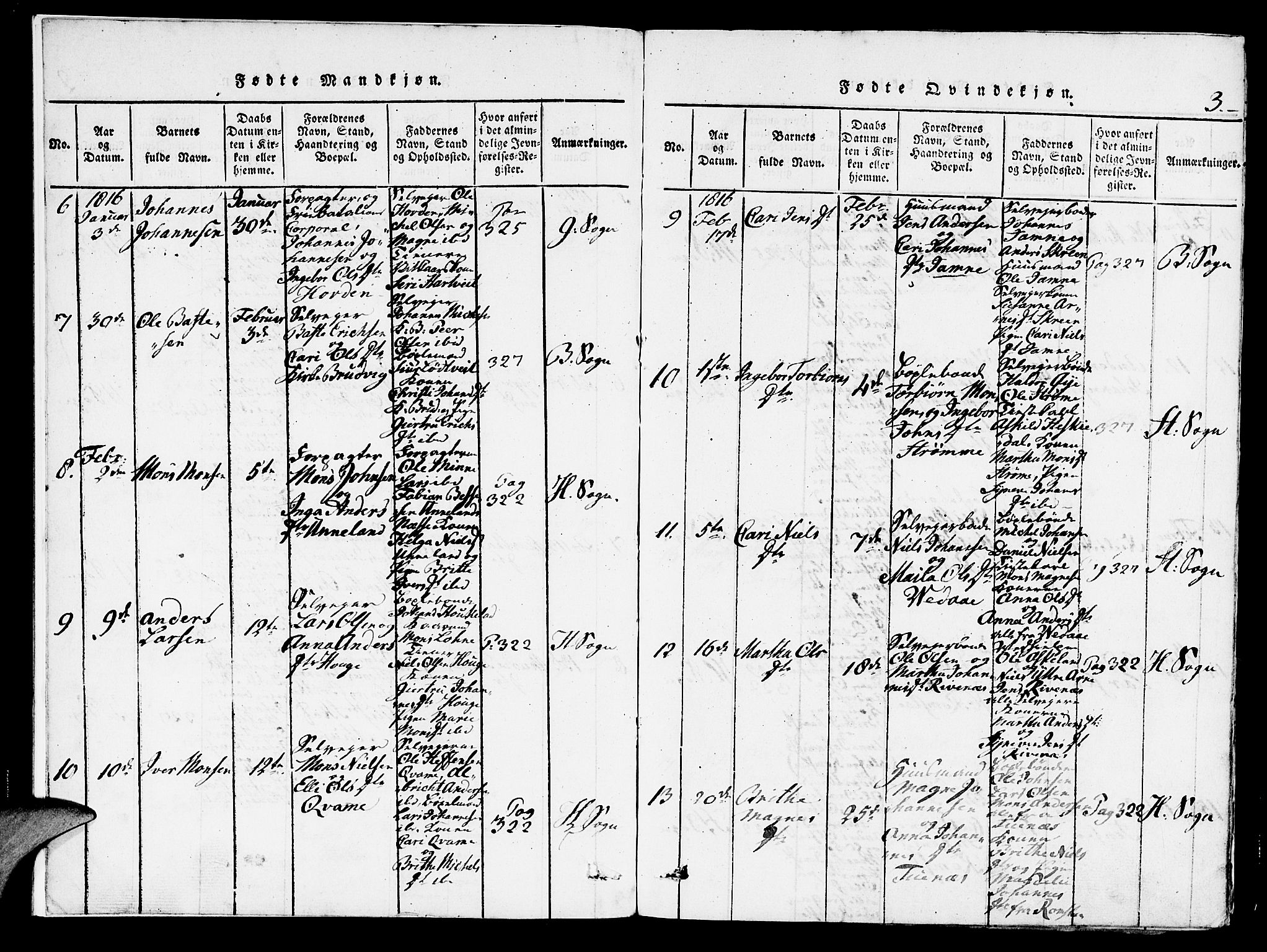 Haus sokneprestembete, SAB/A-75601/H/Haa: Parish register (official) no. A 12, 1816-1821, p. 3