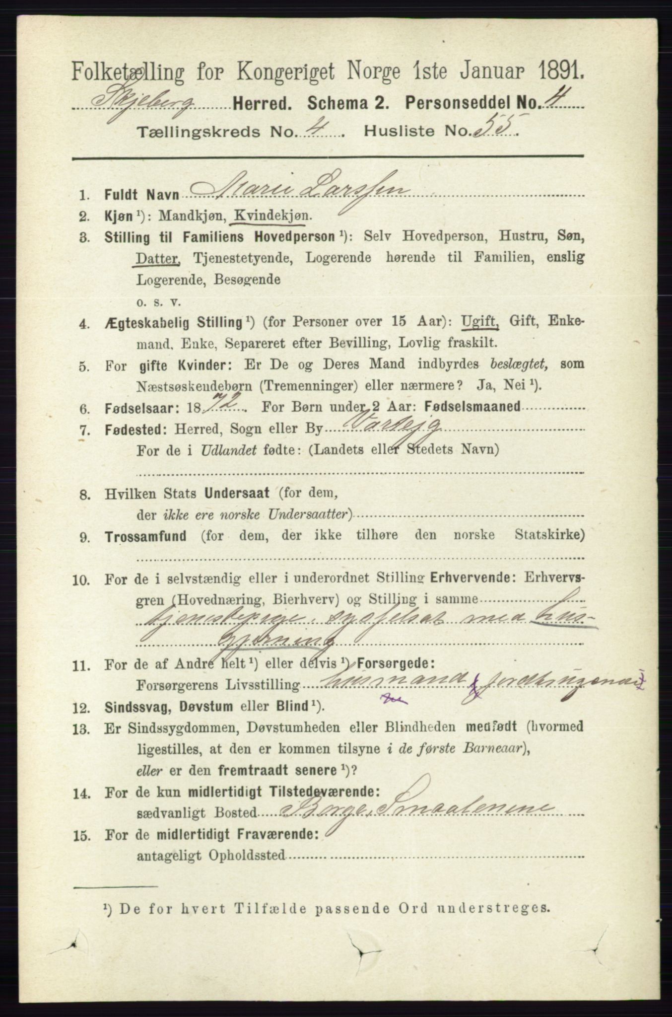 RA, 1891 census for 0115 Skjeberg, 1891, p. 2187