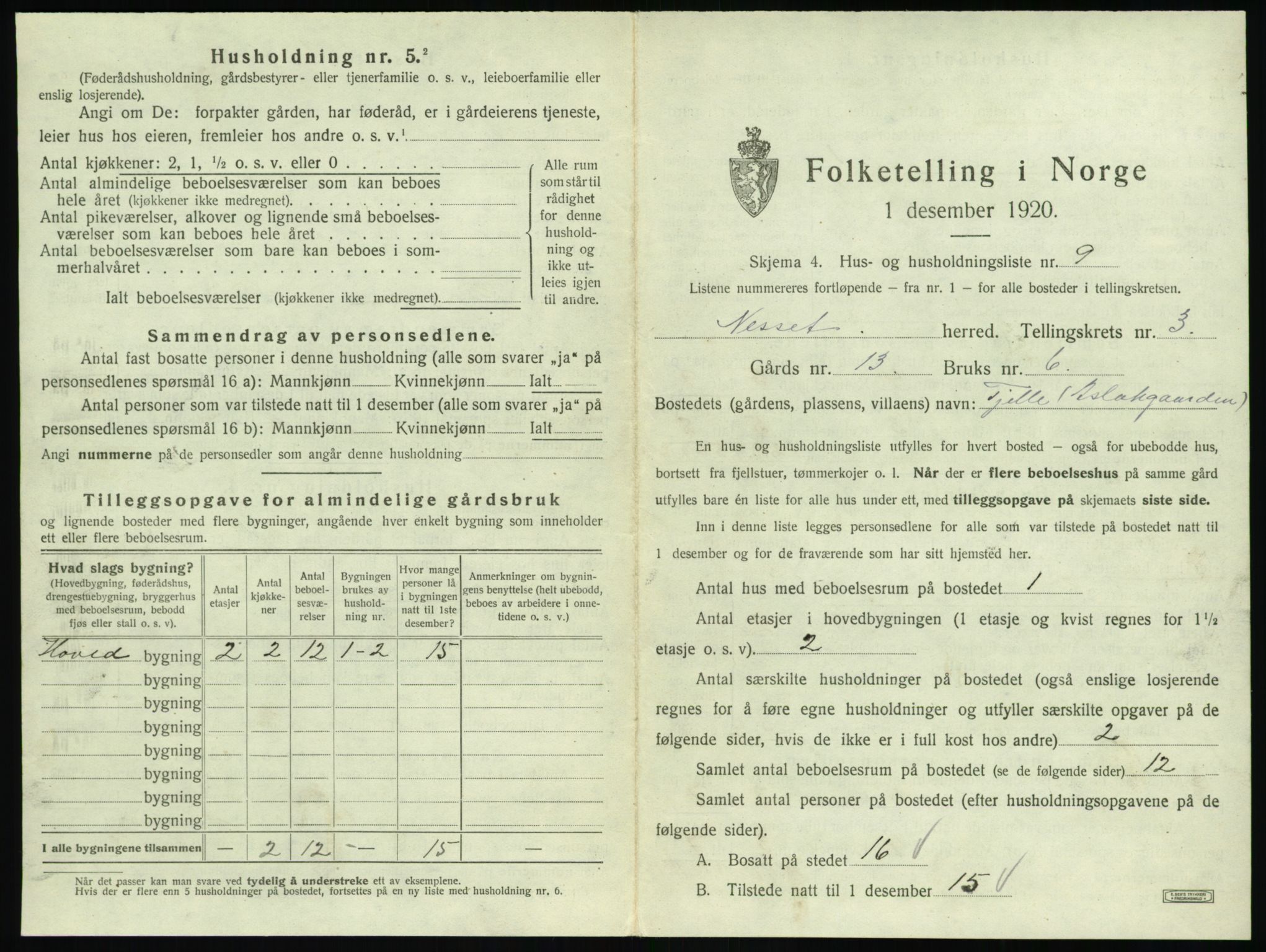 SAT, 1920 census for Nesset, 1920, p. 162