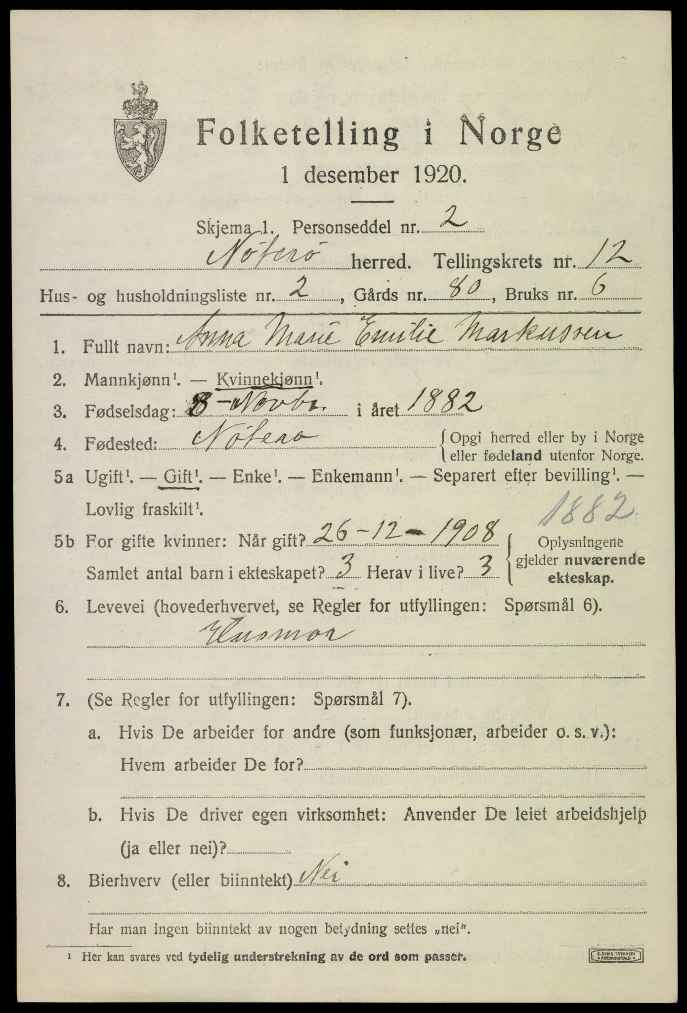 SAKO, 1920 census for Nøtterøy, 1920, p. 14741