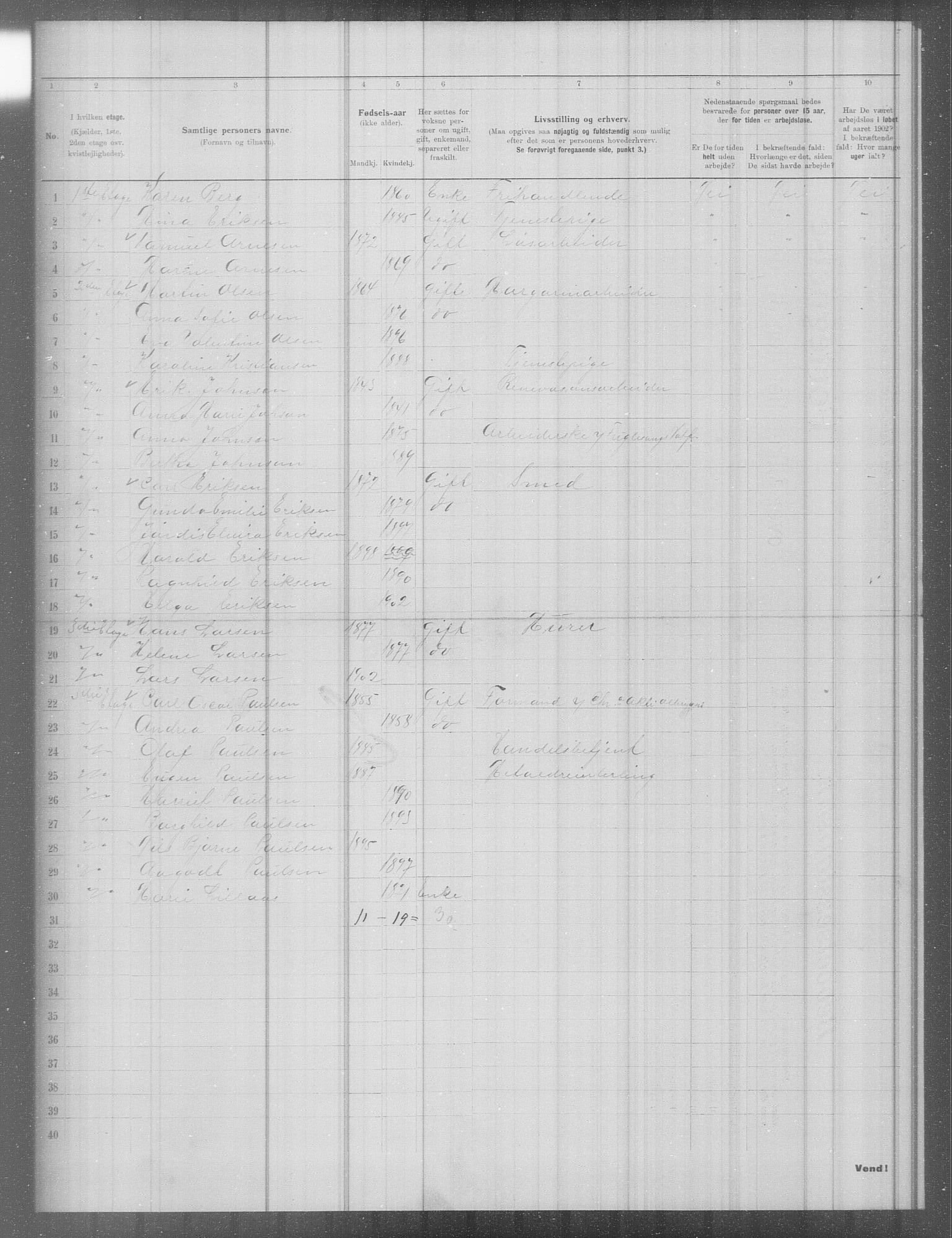 OBA, Municipal Census 1902 for Kristiania, 1902, p. 5873