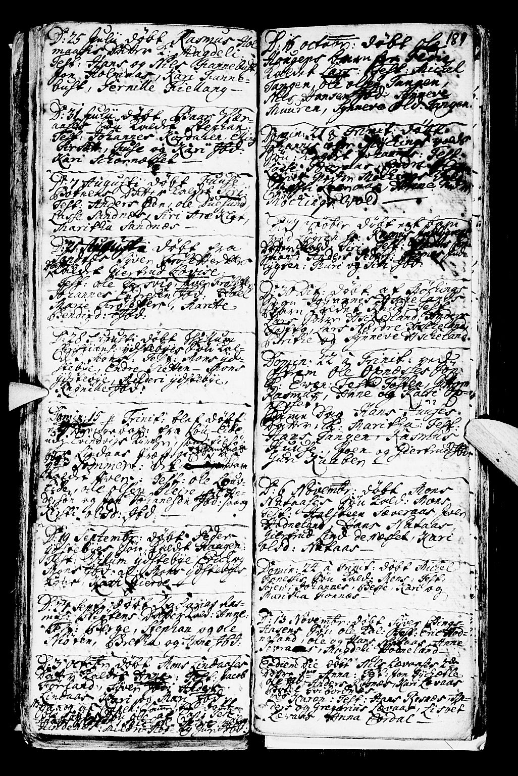 Lindås Sokneprestembete, SAB/A-76701/H/Haa: Parish register (official) no. A 1, 1699-1746, p. 189