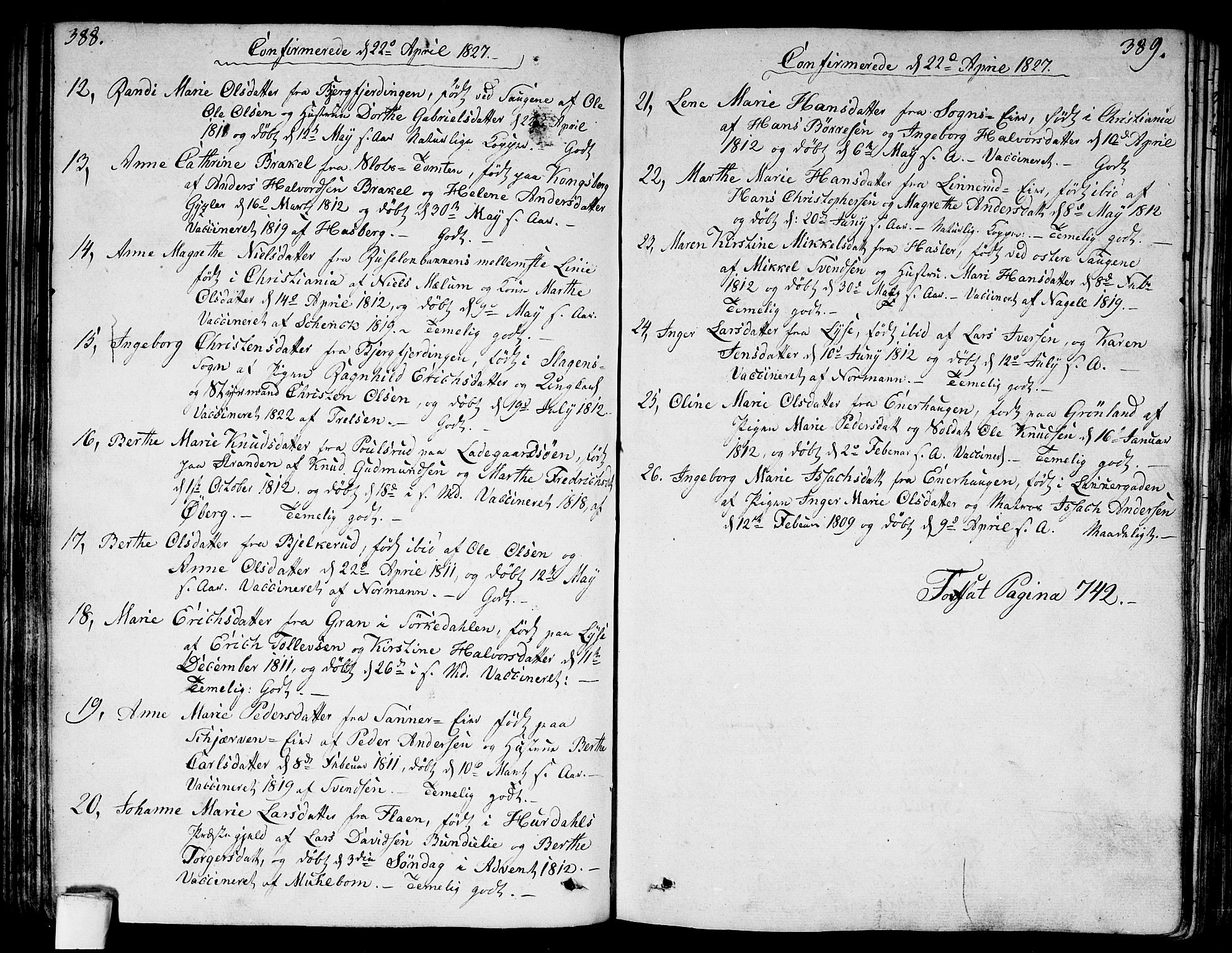 Aker prestekontor kirkebøker, AV/SAO-A-10861/G/L0004: Parish register (copy) no. 4, 1819-1829, p. 388-389