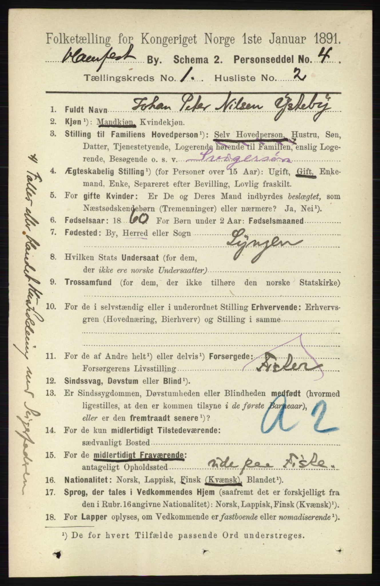 RA, 1891 census for 2001 Hammerfest, 1891, p. 71