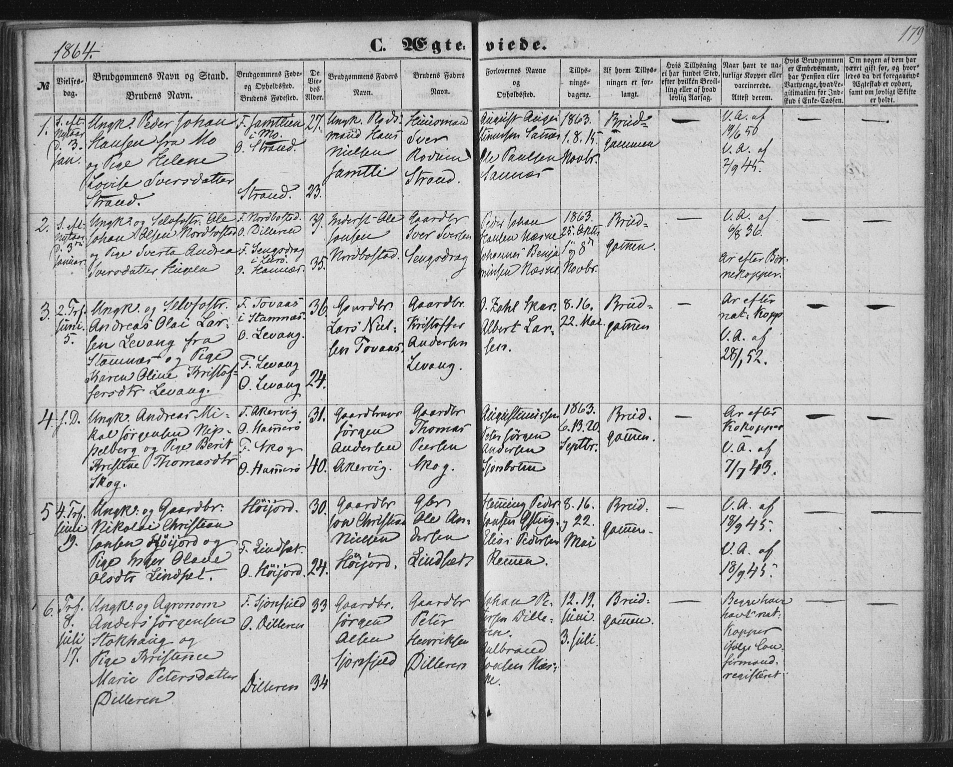 Ministerialprotokoller, klokkerbøker og fødselsregistre - Nordland, AV/SAT-A-1459/838/L0550: Parish register (official) no. 838A08, 1855-1865, p. 179