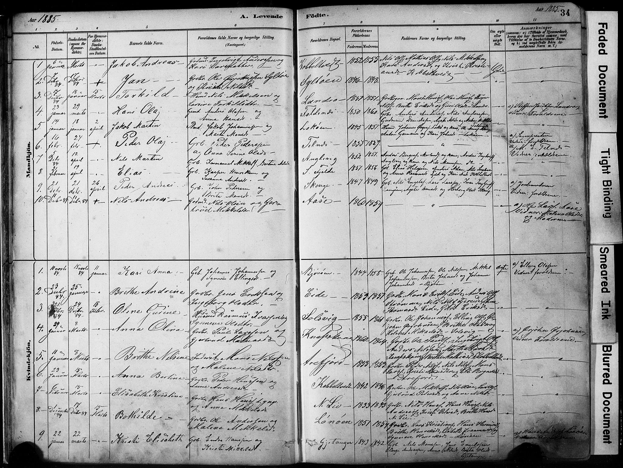 Fjell sokneprestembete, SAB/A-75301/H/Hab: Parish register (copy) no. A 4, 1880-1899, p. 34