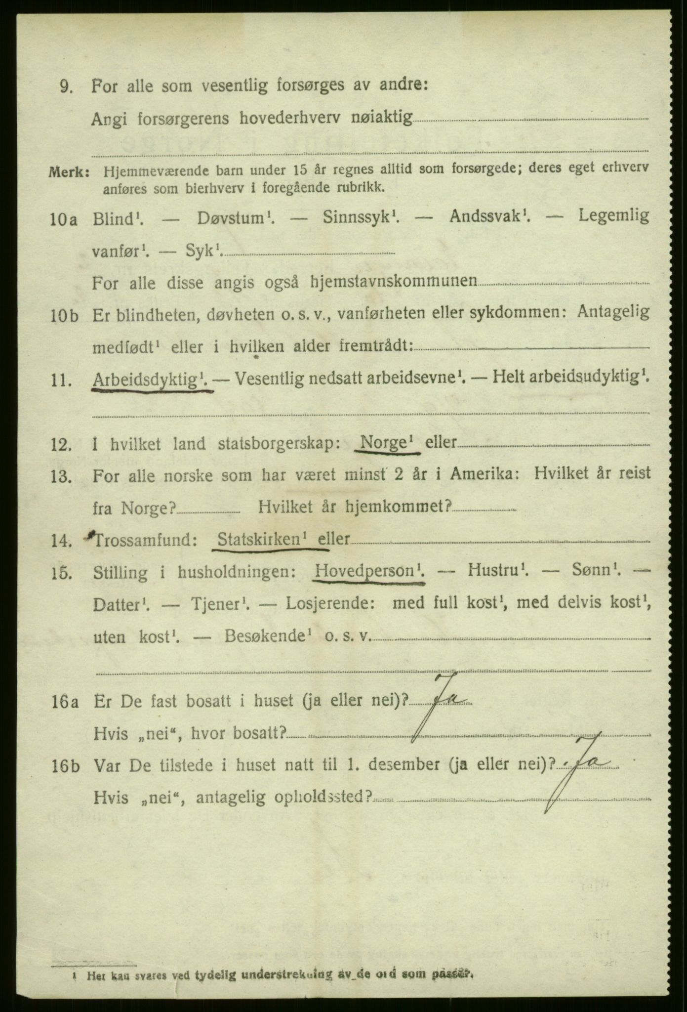 SAB, 1920 census for Evanger, 1920, p. 1034