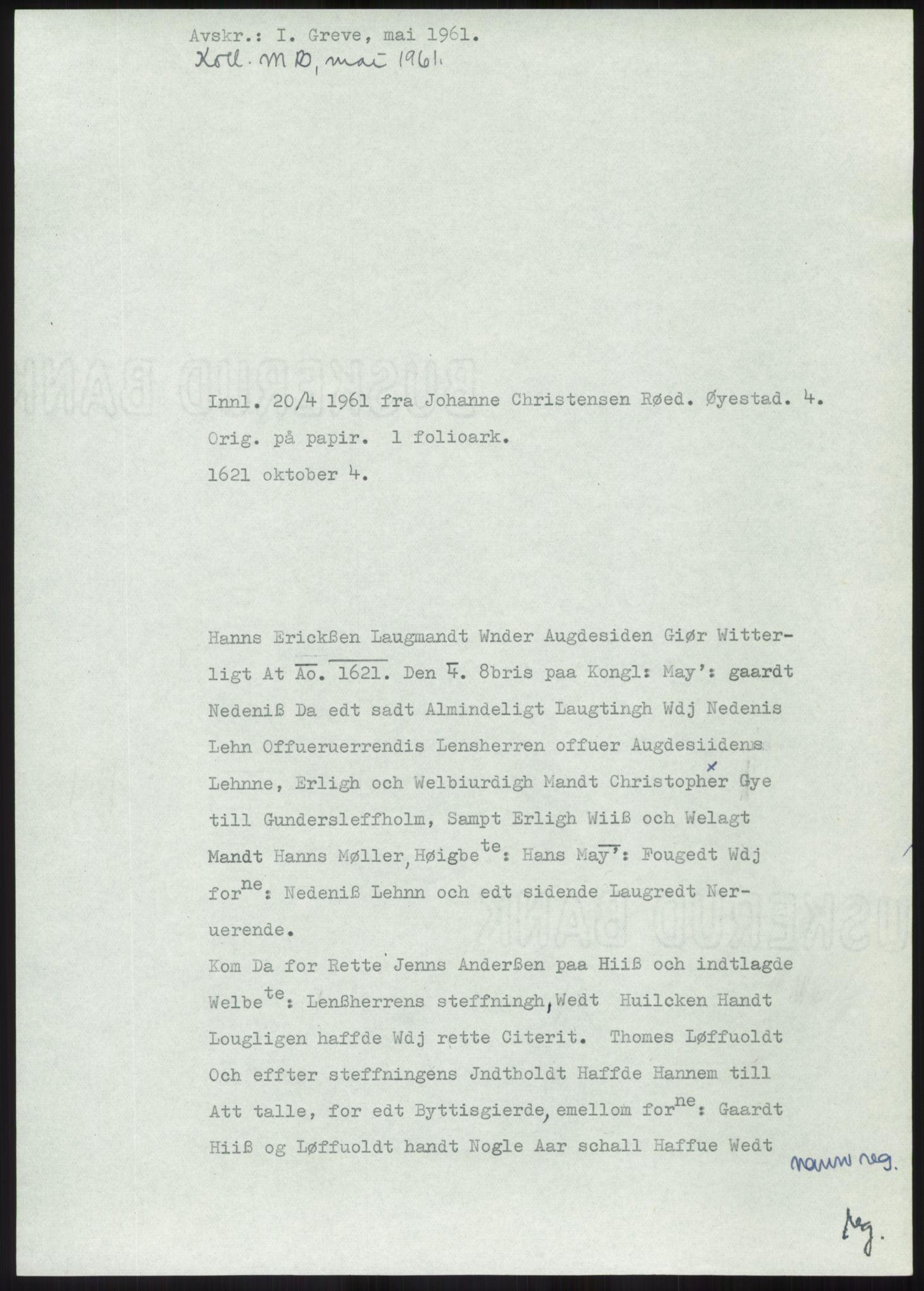 Samlinger til kildeutgivelse, Diplomavskriftsamlingen, AV/RA-EA-4053/H/Ha, p. 1787