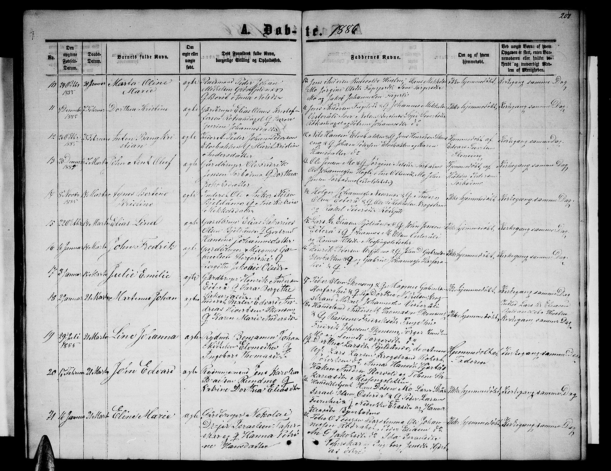 Ministerialprotokoller, klokkerbøker og fødselsregistre - Nordland, SAT/A-1459/827/L0415: Parish register (copy) no. 827C04, 1864-1886, p. 208