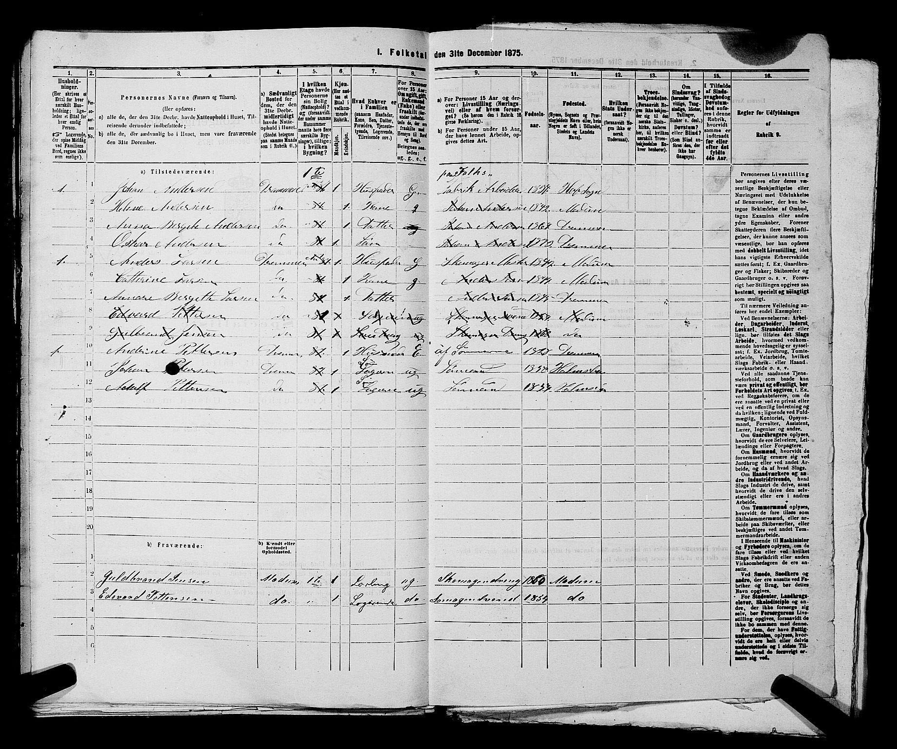 SAKO, 1875 census for 0602 Drammen, 1875, p. 1760